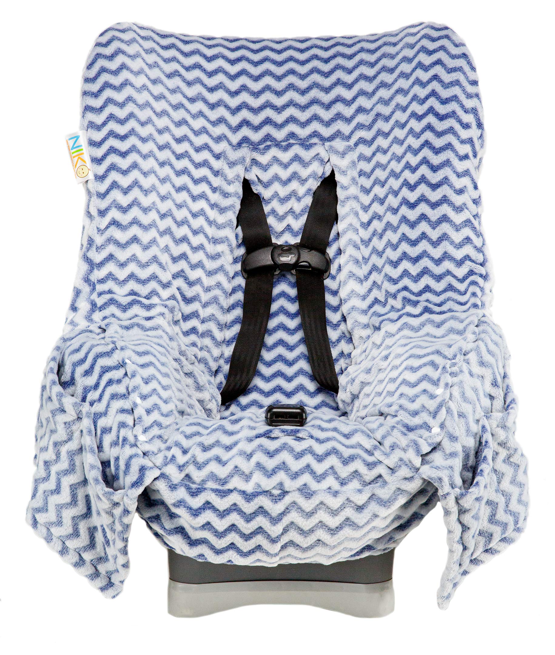 Liner - Blue Chevron Minky - Great for Winter Weather - Universal FIT - Crash Tested