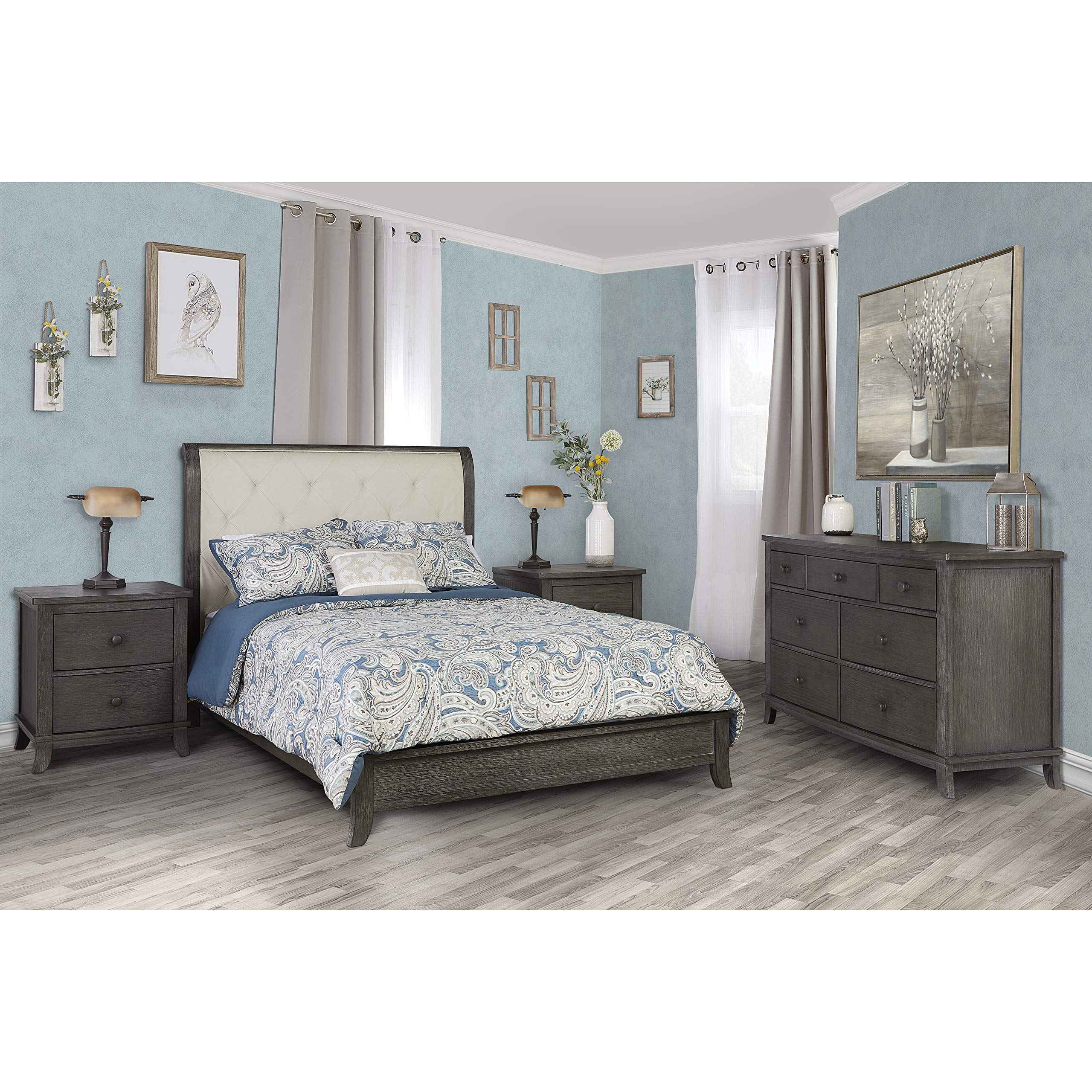 5-in-1 Convertible Crib with Tufted Headboard