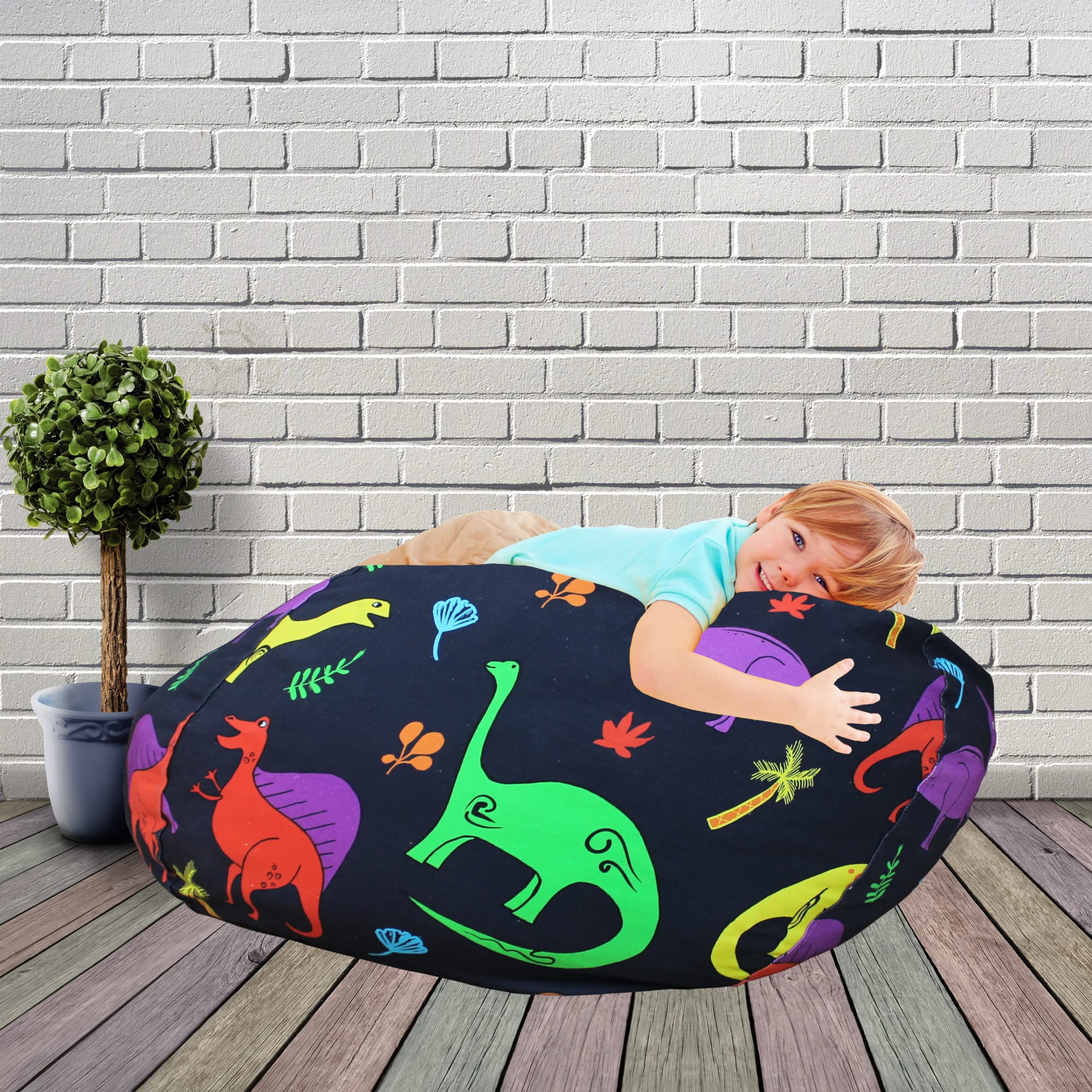 Bean Bag Chair for Kids - Stuffed Animal Toy Storage Cover with zipper