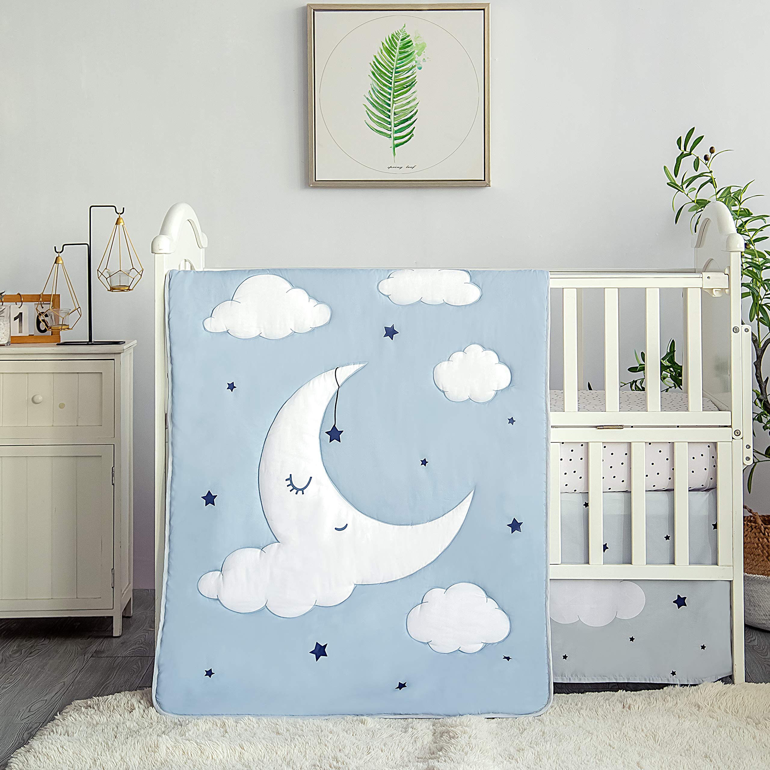 Sleeping Moon Baby Nursery Crib Bedding Set 3 Piece