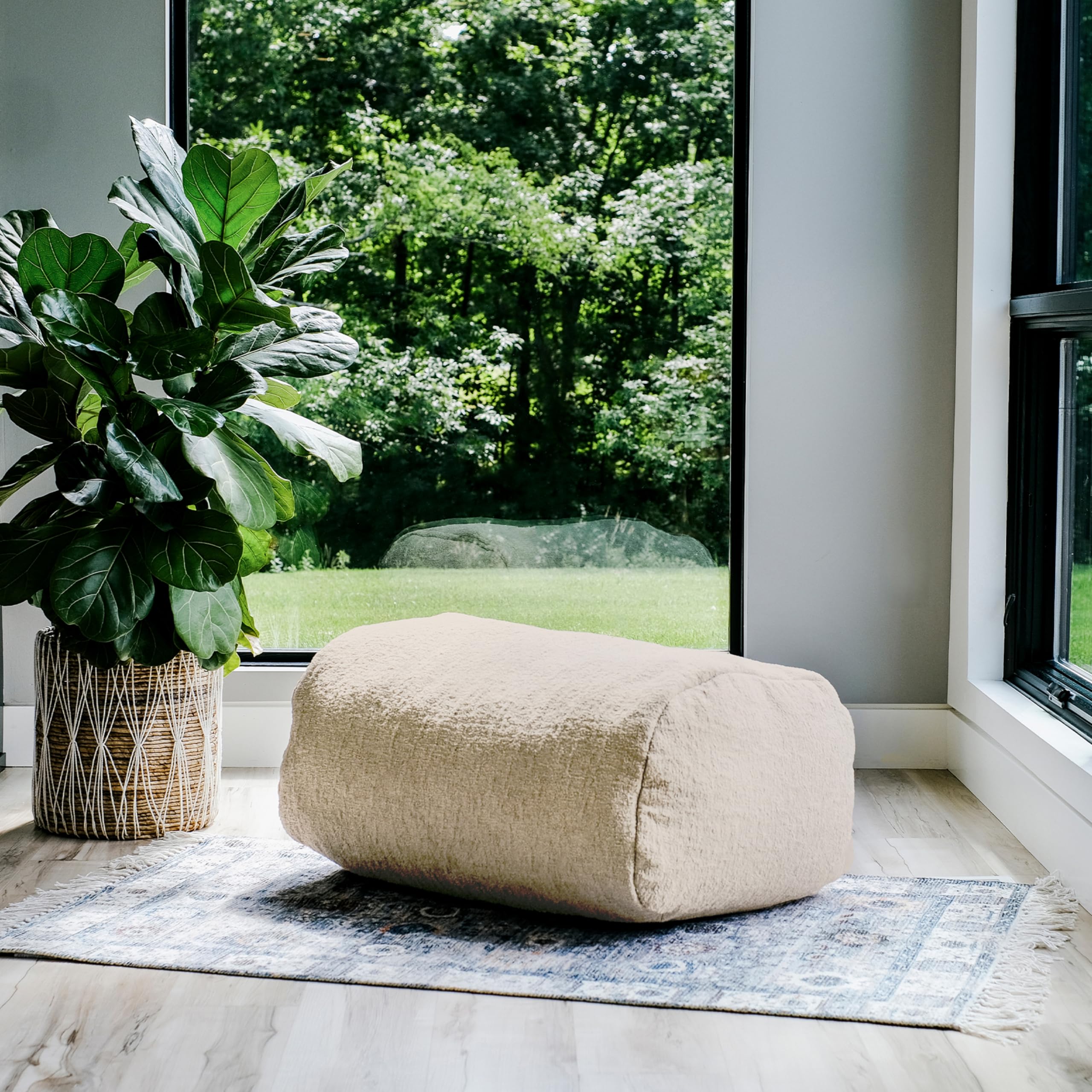 Bean Bag Ottoman Lounger Birch Soft Boucle