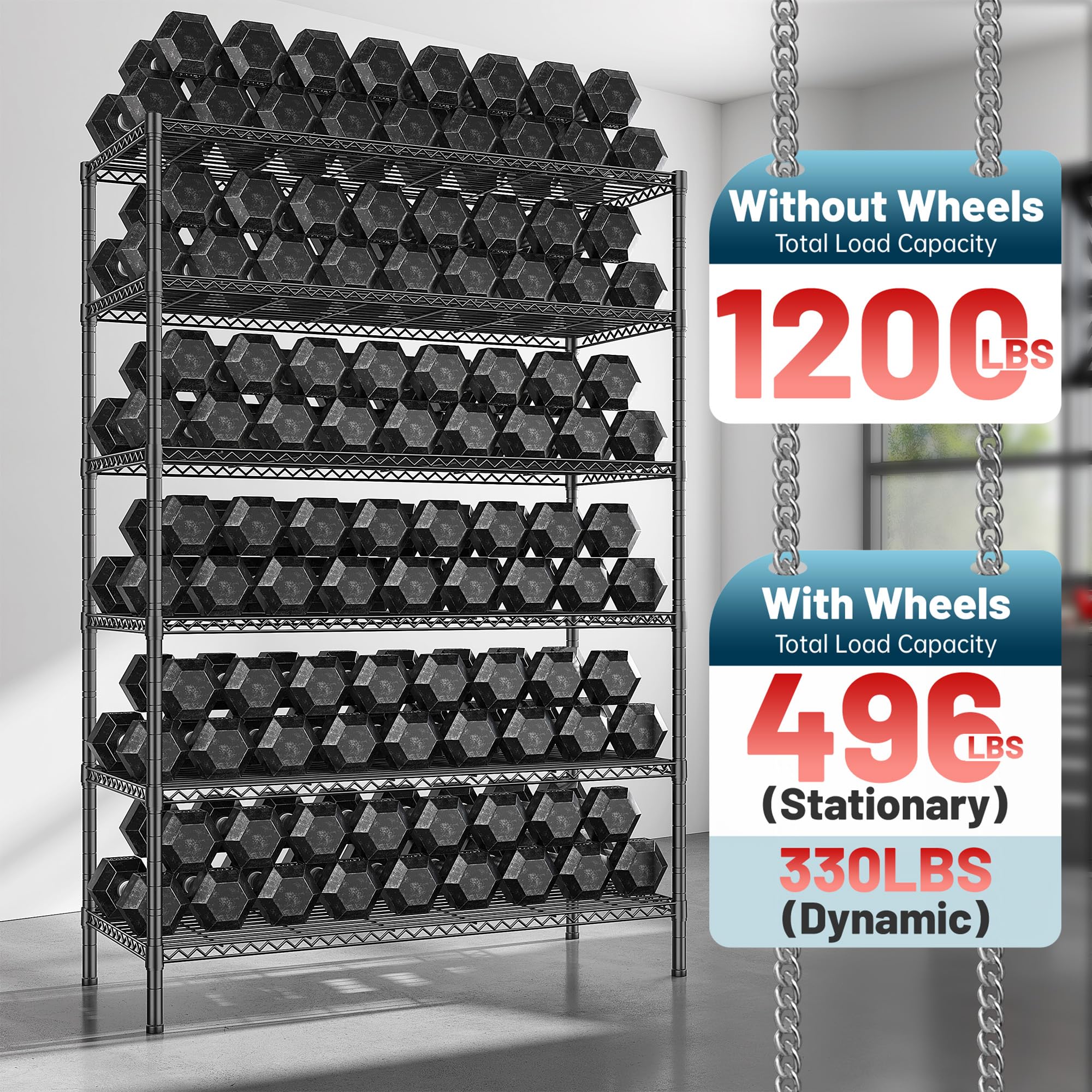 6-Tier Metal Storage Shelving with Wheels
