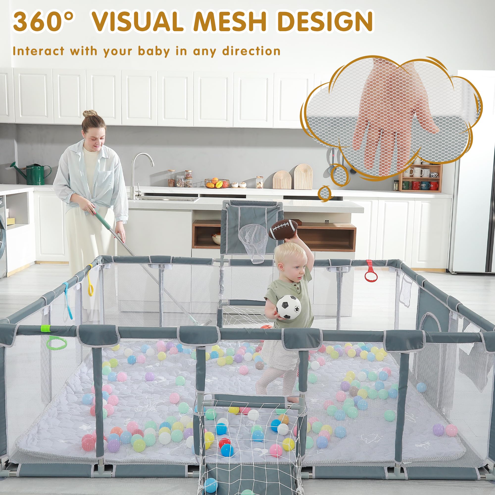 Baby Playpen with Mat and Accessories