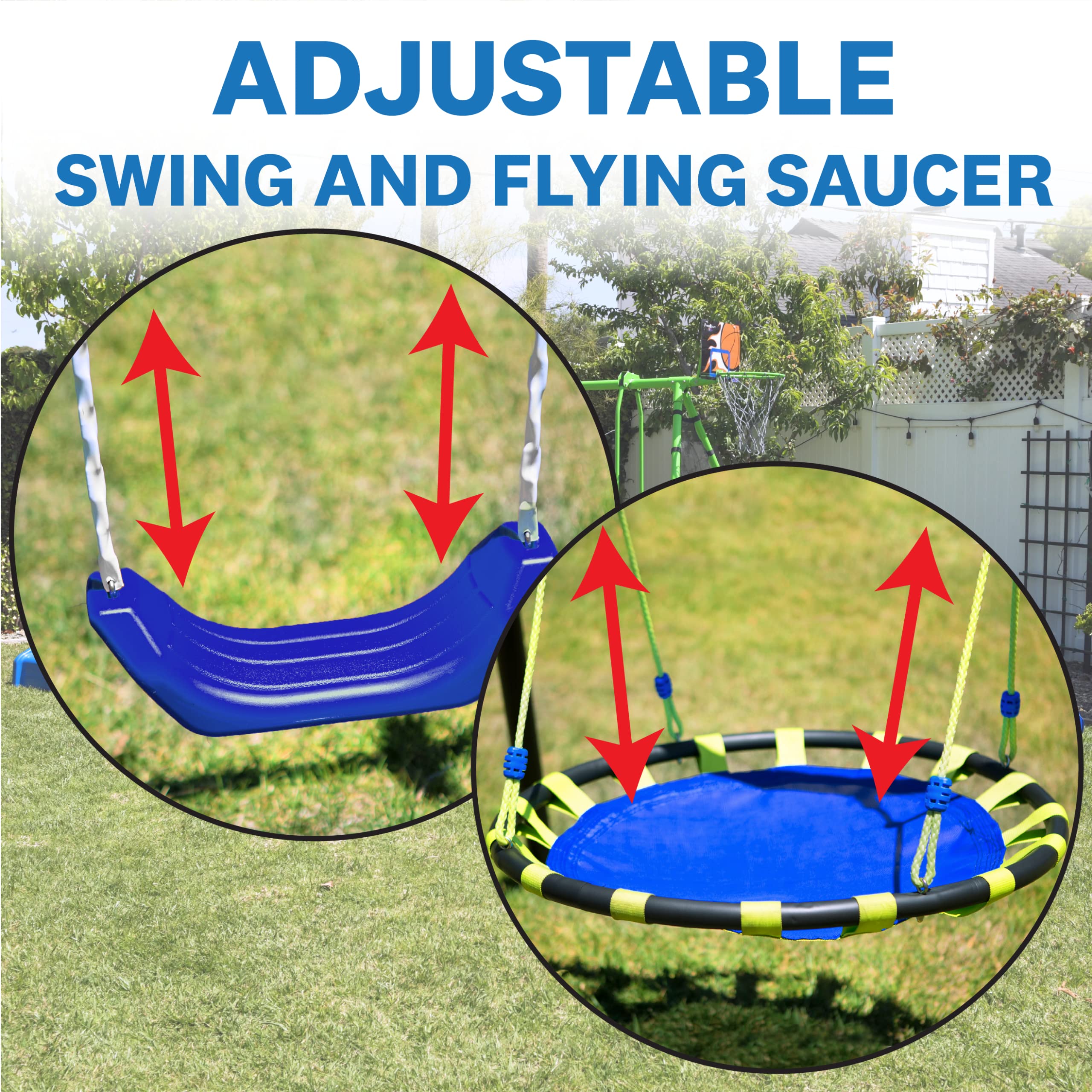 8-Station Outdoor Playground Set with Swing Slide Trampoline
