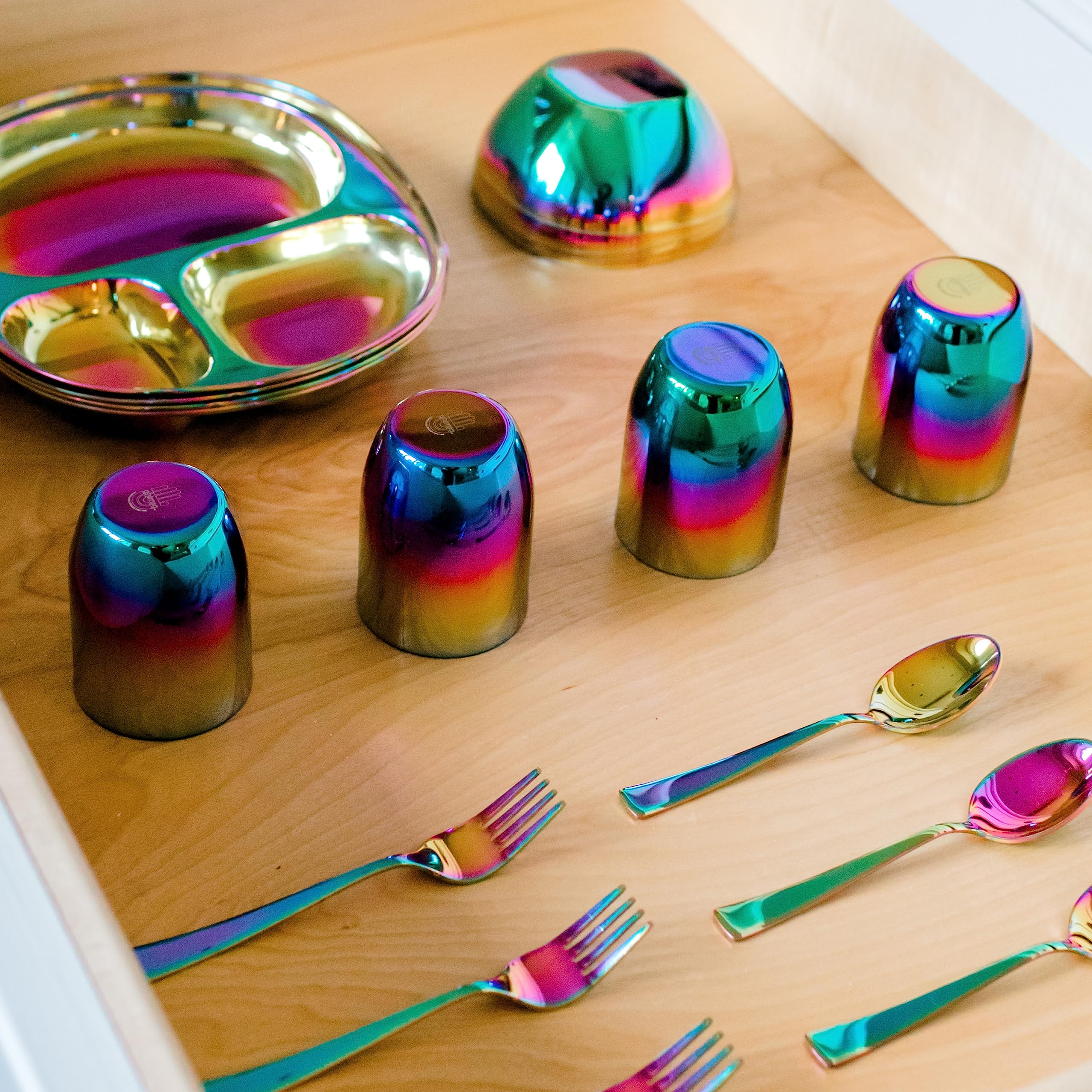 Stainless Steel Dine & Develop 9 Piece Dish Set | Divided Plate