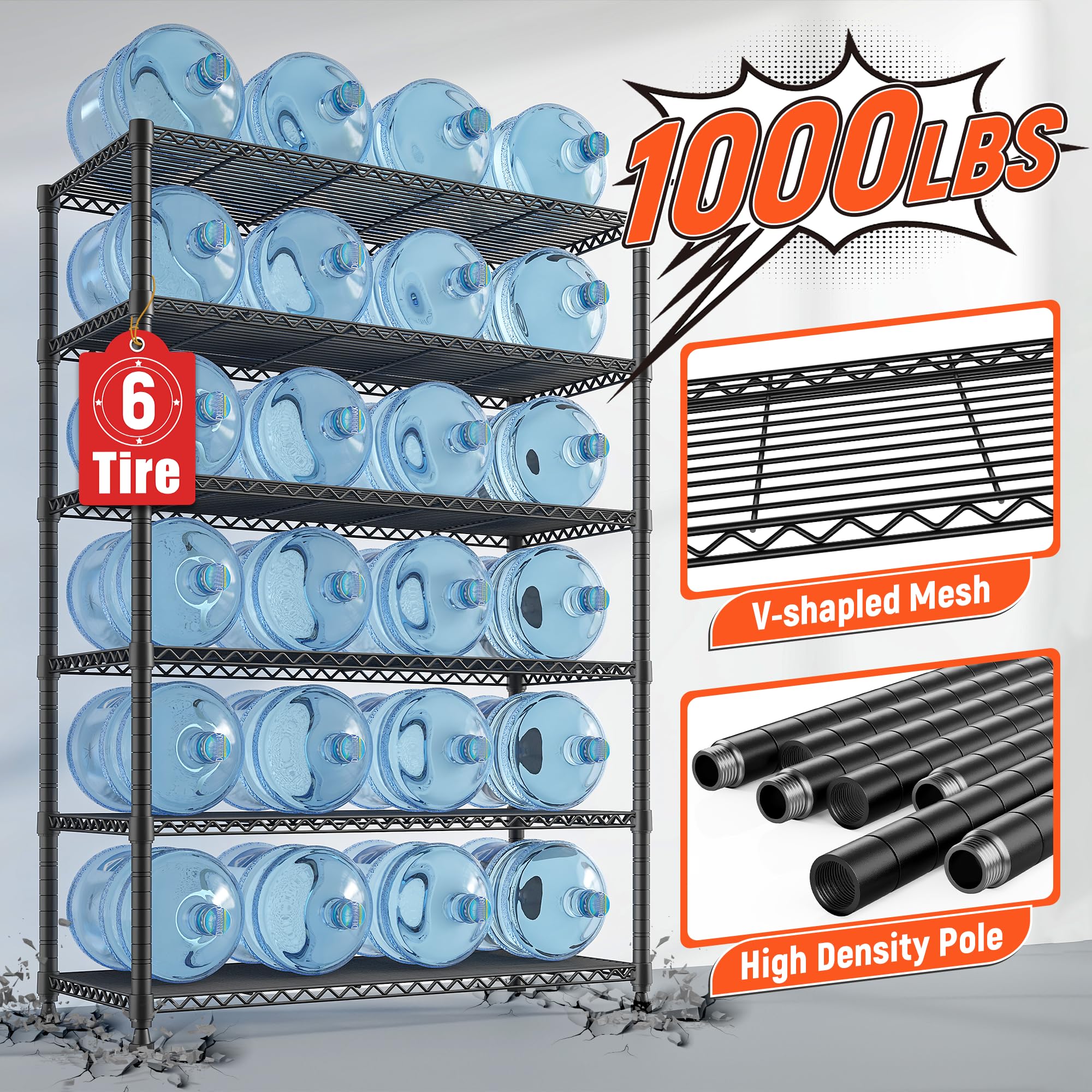 6-Tier Heavy Duty Metal Wire Shelving Unit