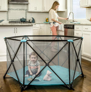 My Portable Play Yard Indoor and Outdoor, Washable, Aqua, 6-Panel, 48 Inch