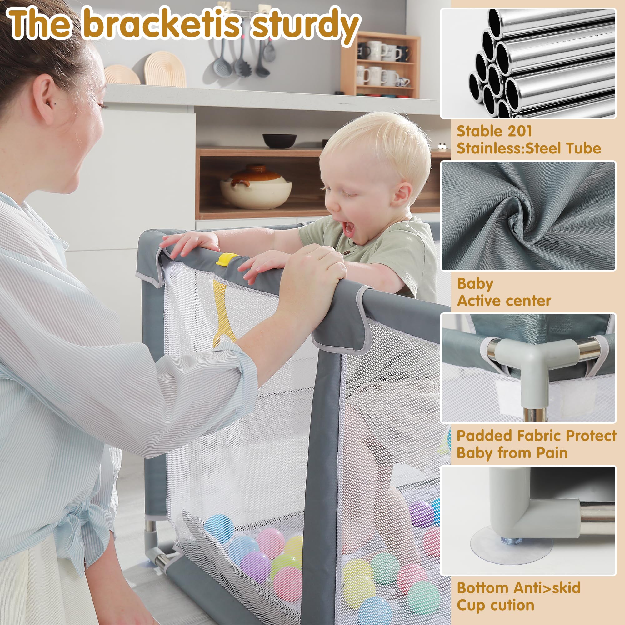 Baby Playpen with Mat and Accessories