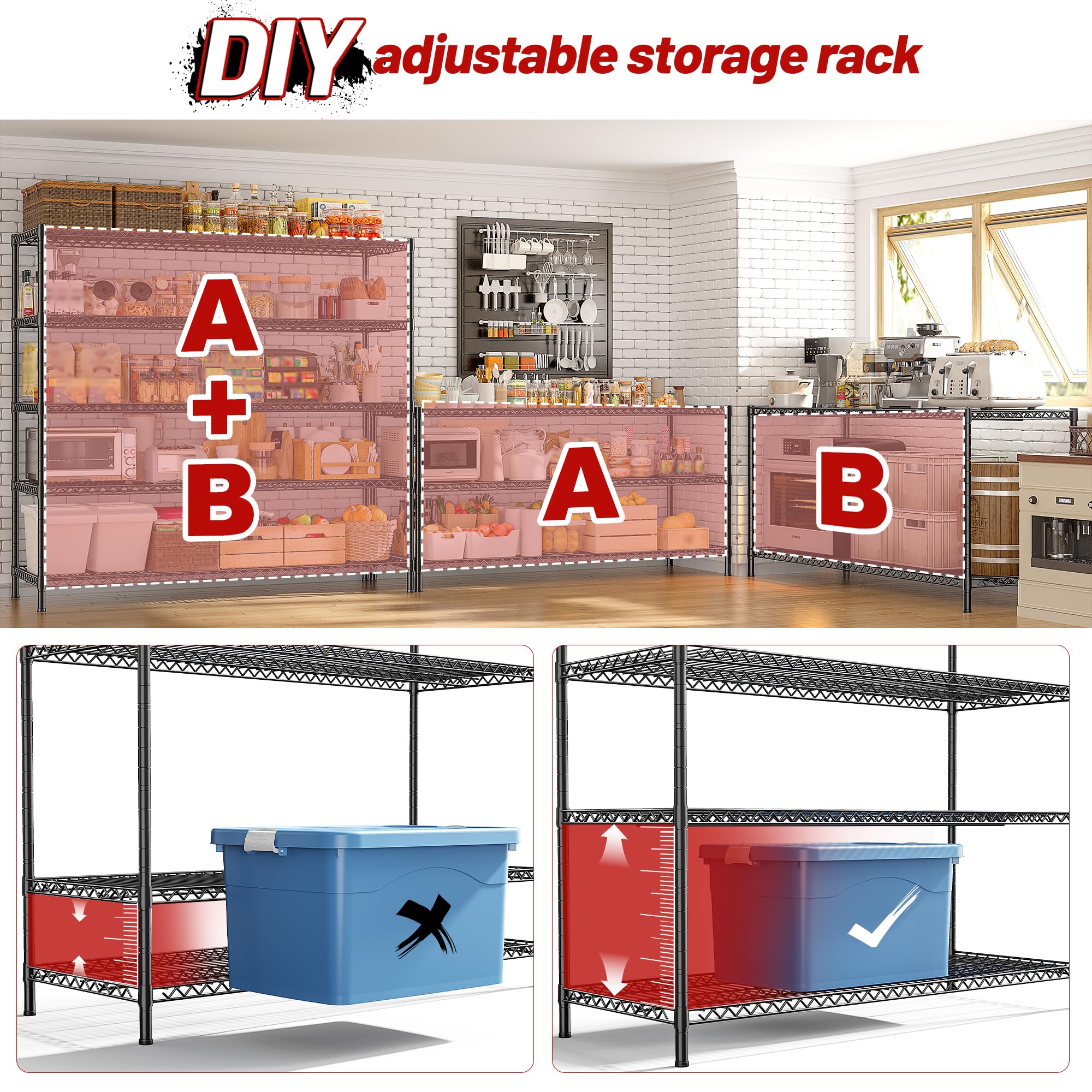5-Tier Heavy Duty Wire Shelving Unit 3200LBS Capacity