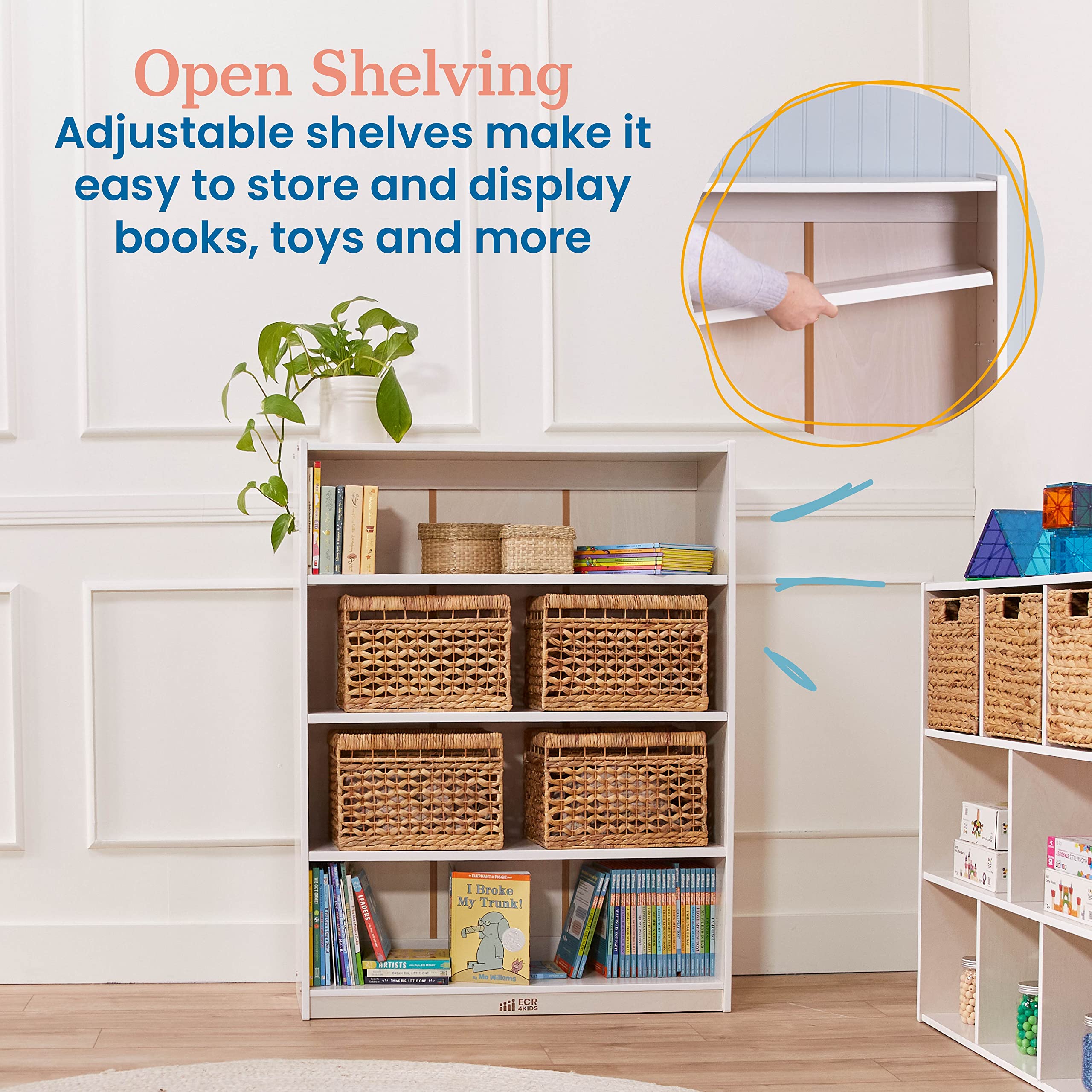Wooden Classic Bookcase with Adjustable Shelves 48in
