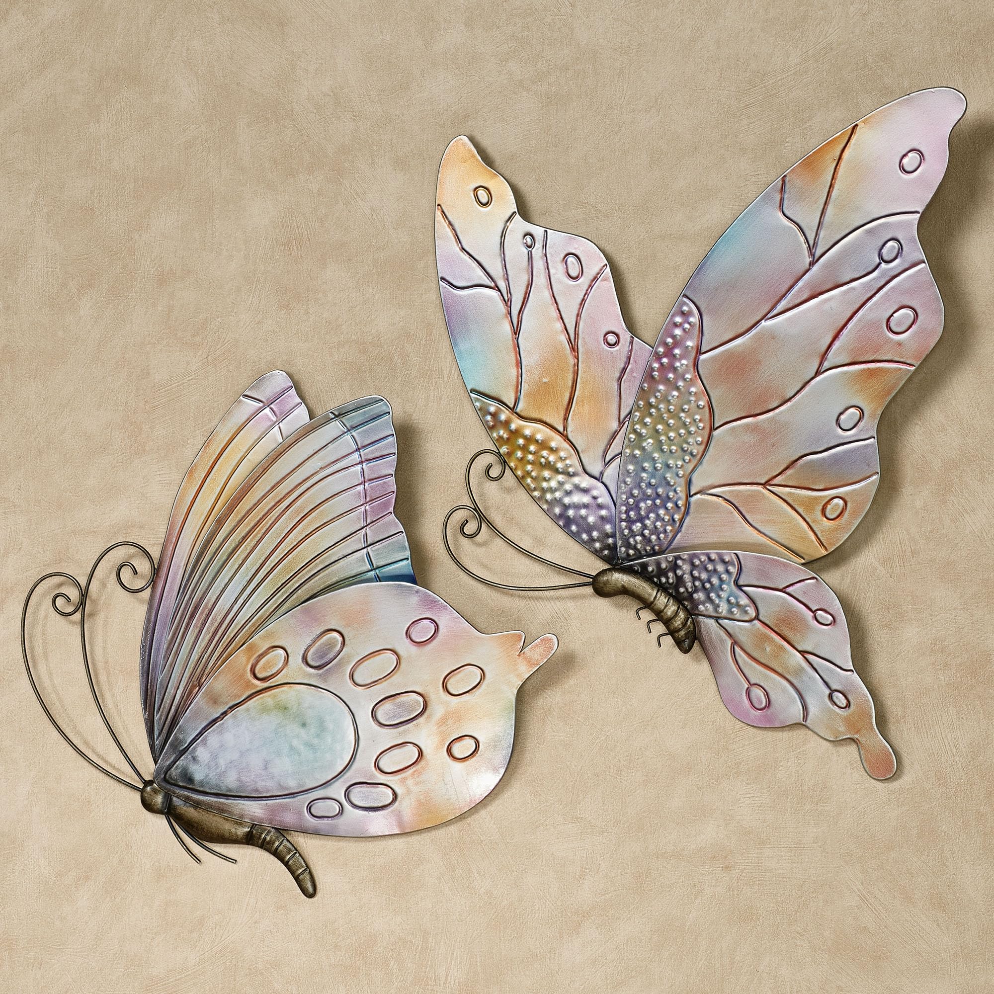 Class Butterflies in Flight Wall Art Set of Two - Metal