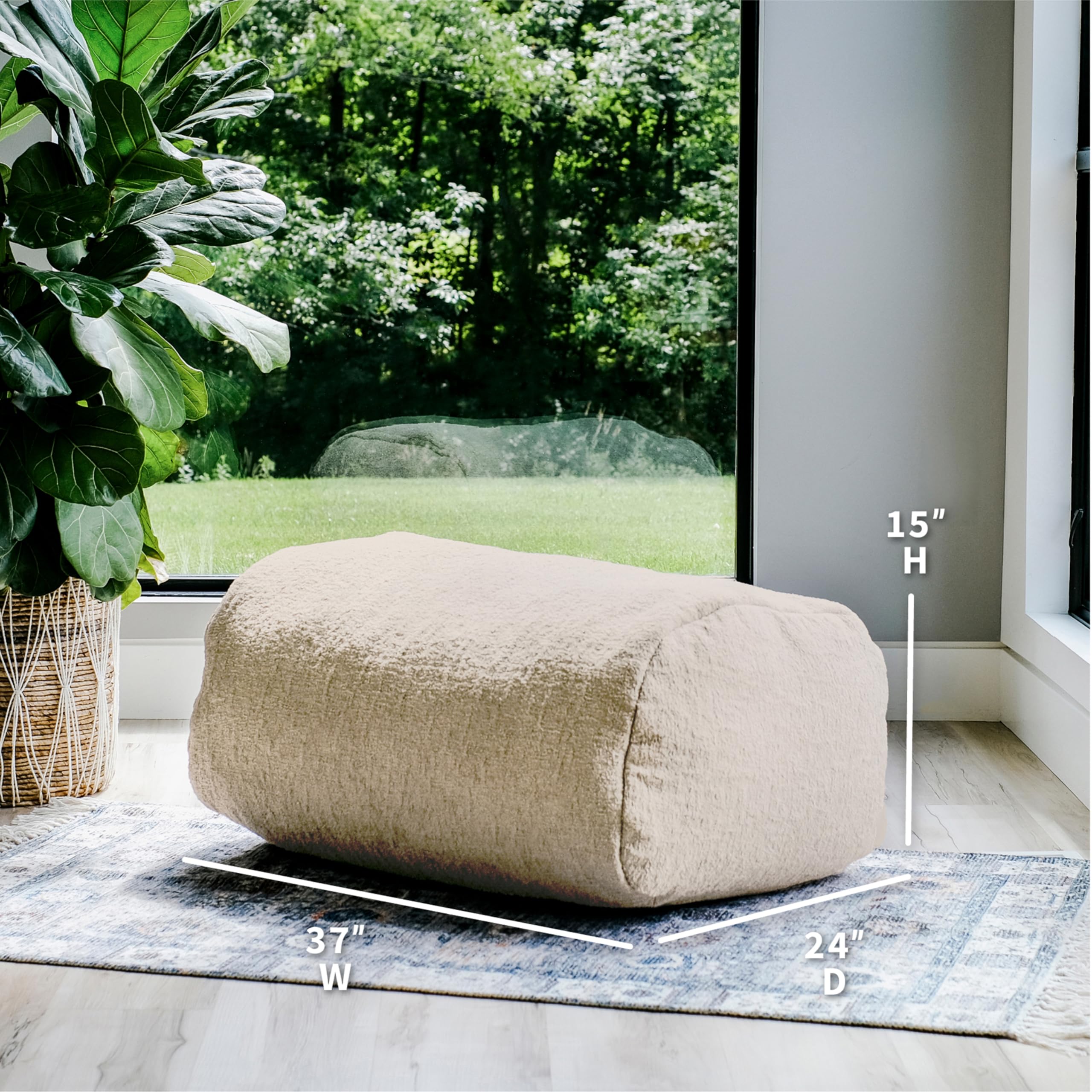 Bean Bag Ottoman Lounger Birch Soft Boucle