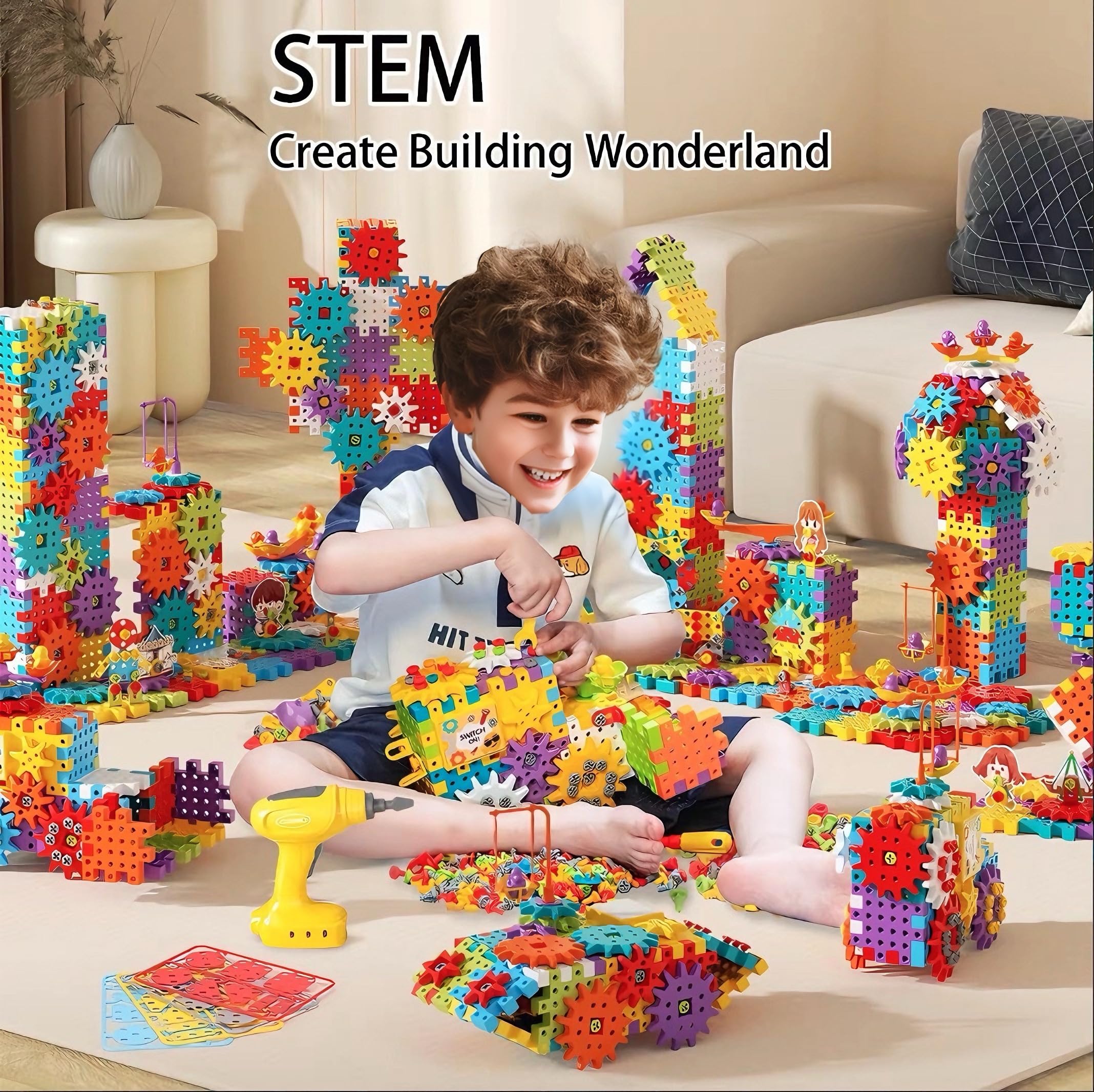 Montessori Electric Gear Building Blocks Toys, Kids Tool Set - 234 Pcs Design