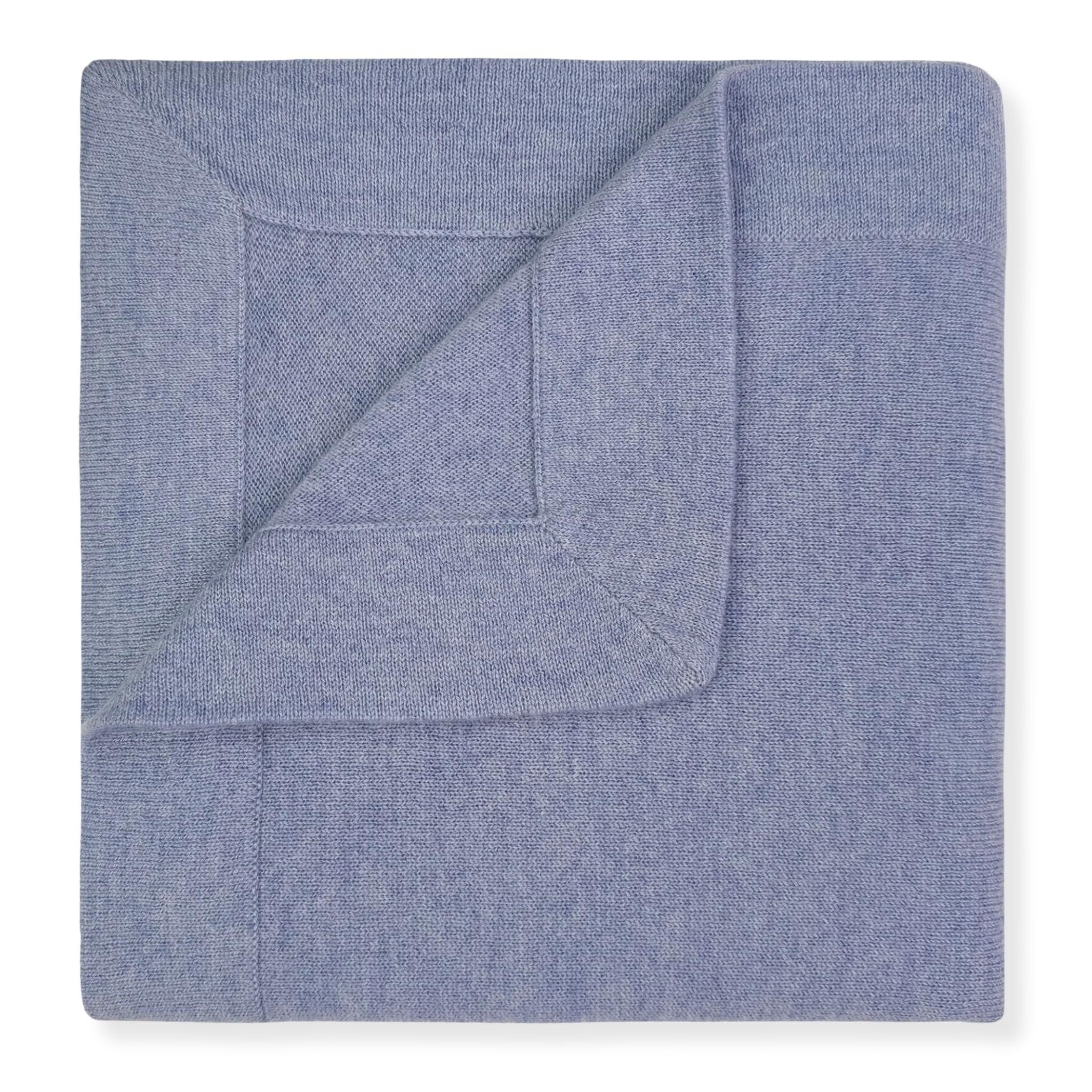 100% Cashmere Baby Blanket Luxe Knit Design in Blue - 32" x 40"