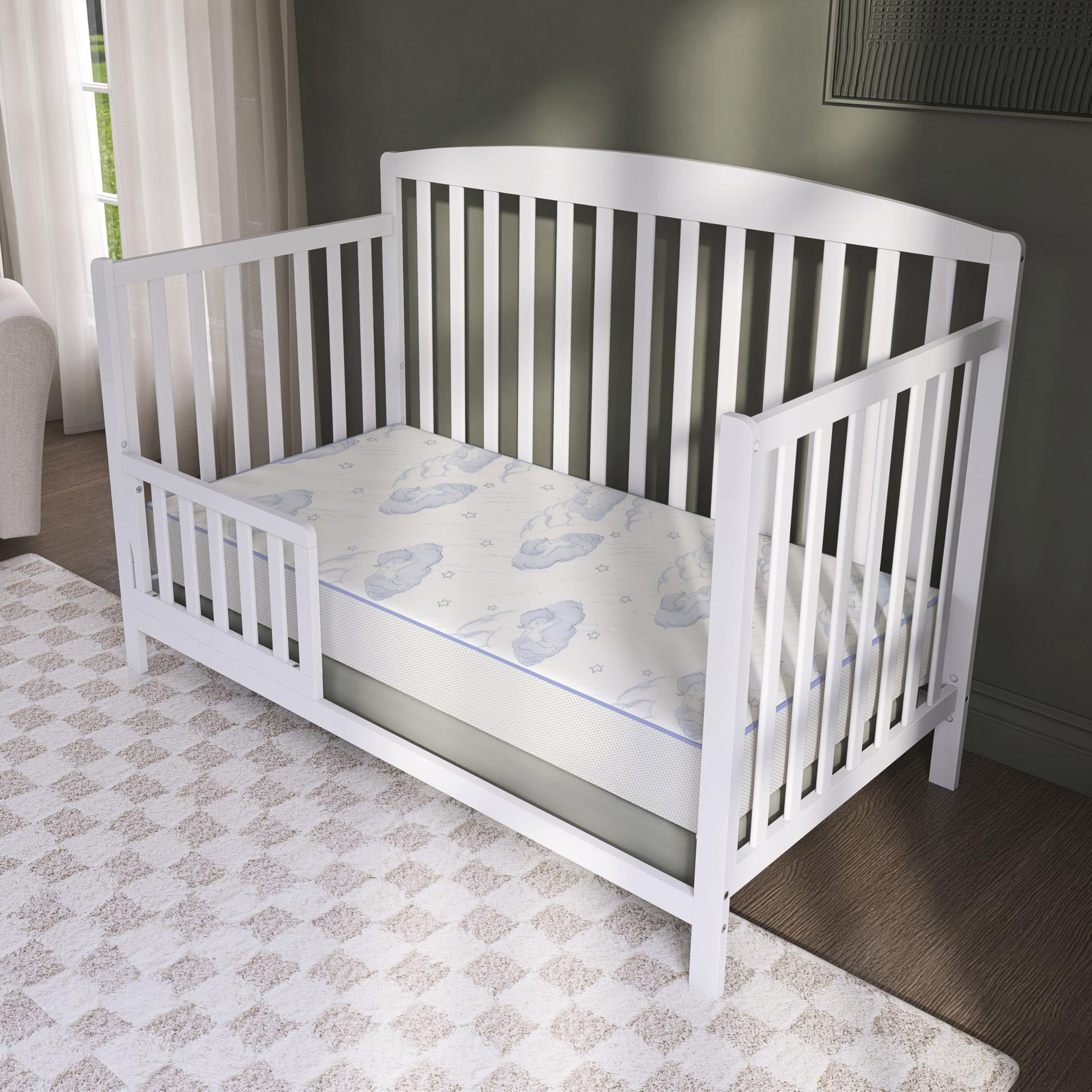 2-in-1 Breathable Sweet Dreams 88 Coil Spring Crib and Toddler Bed Mattress