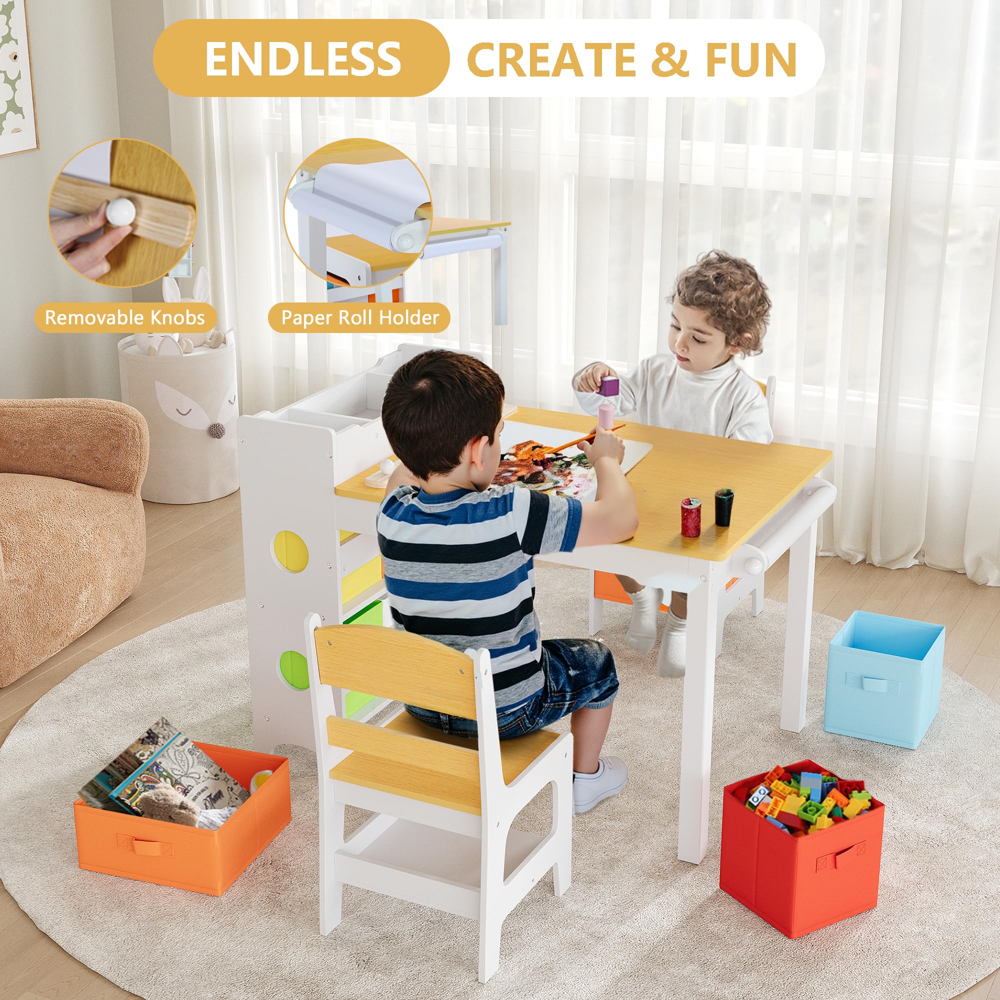 Kids Toddler Activity Table and Chair Set with Storage
