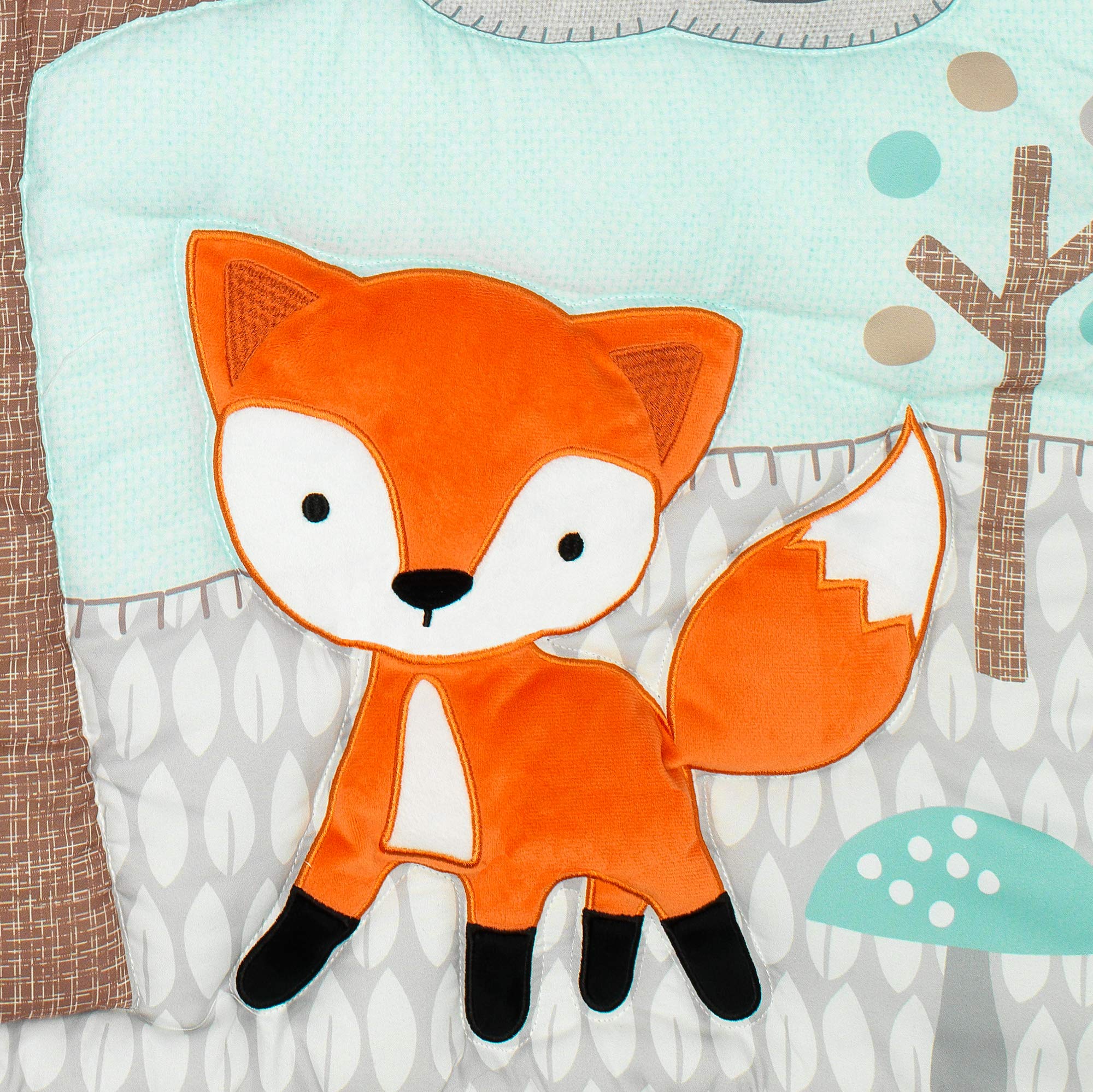 Woodland Friends 5-Piece Crib Bedding Set Mint Gray