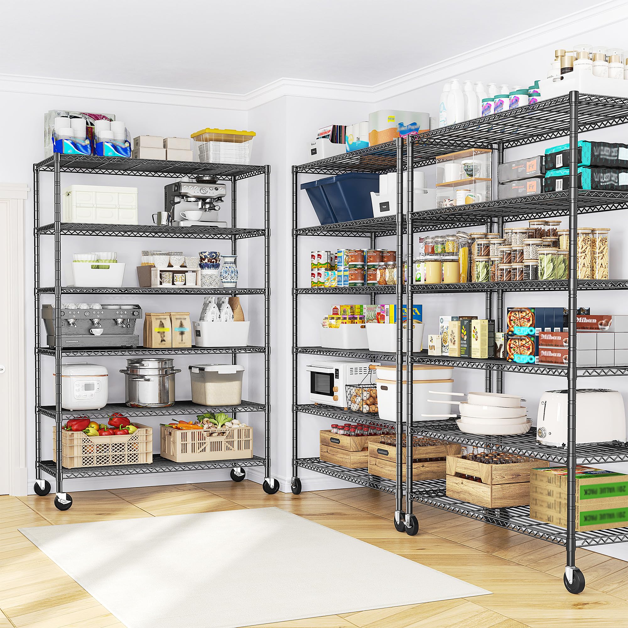 82" H X45 W X18 D Storage Shelves with Wheels