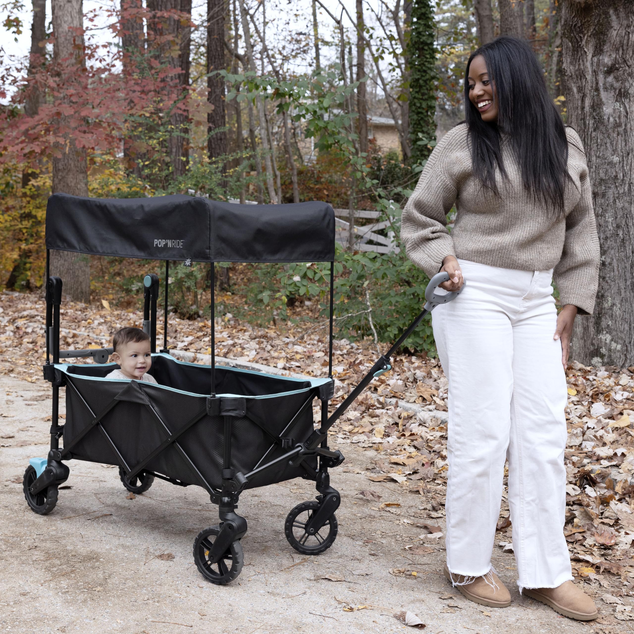 Ingenuity Pop 'N Ride Lightweight Stroller Wagon - Face-to-Face Seats for 2