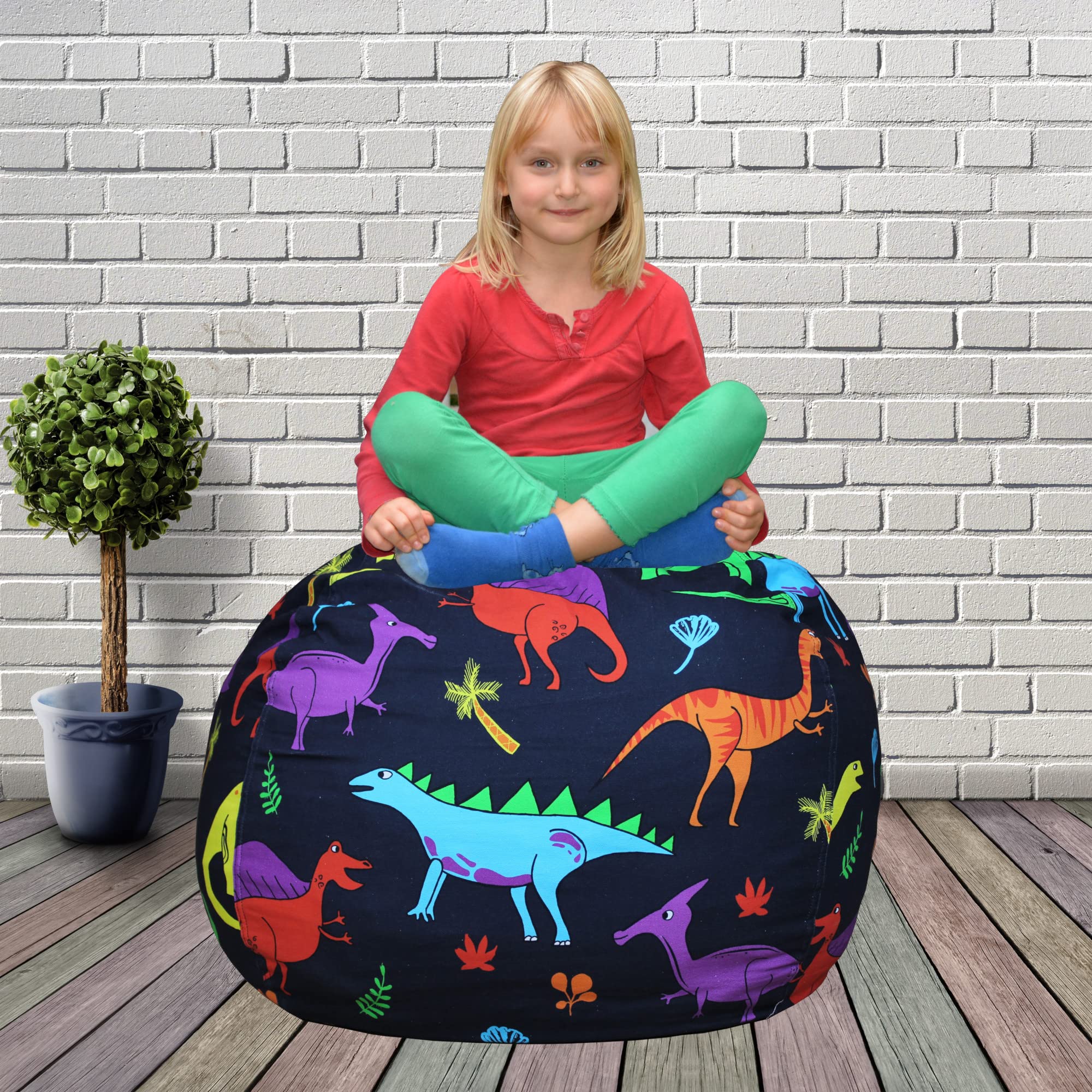 Bean Bag Chair for Kids - Stuffed Animal Toy Storage Cover with zipper