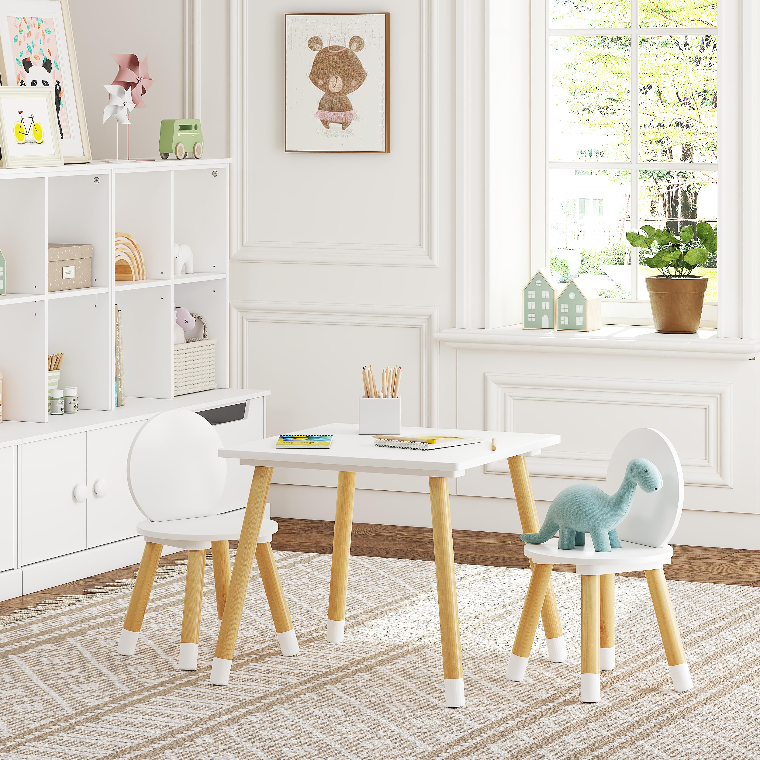 Table with 2 Chairs Set for Toddlers, Boys, Girls, 3 Piece Kiddy