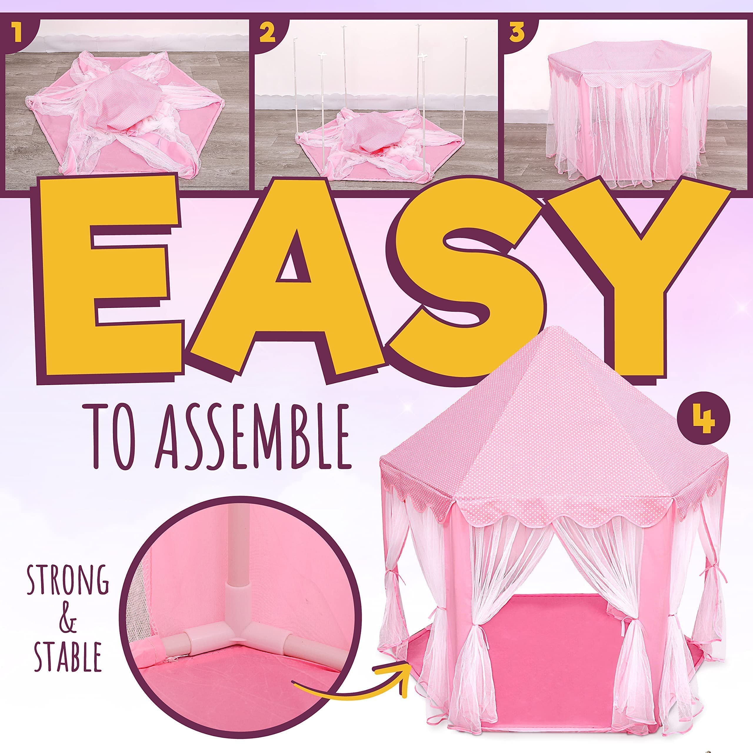 Princess Castle Play Tent with LED Star Lights