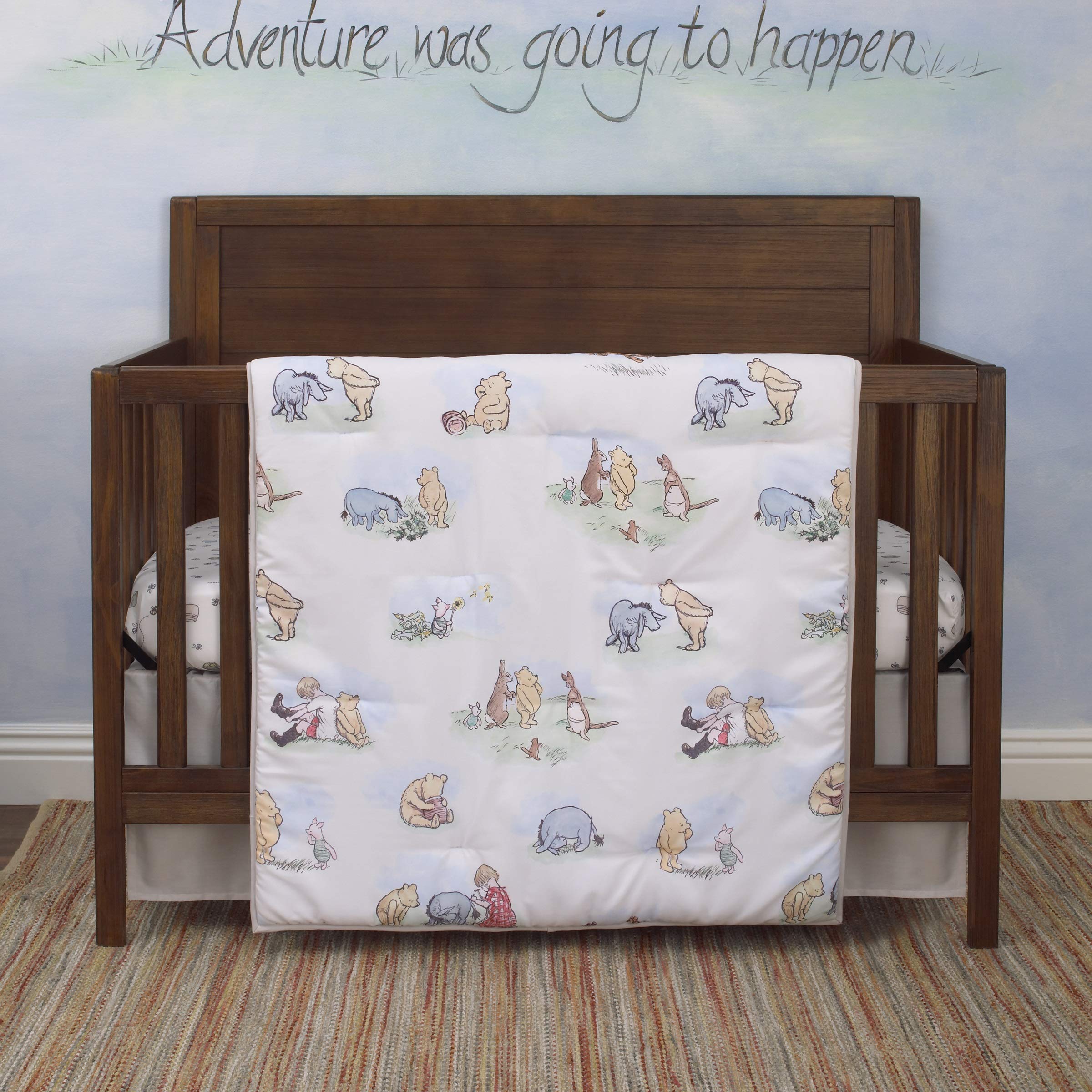 Winnie The Pooh Classic Pooh Ivory, Blue, Sage, Tan Storybook 6 Piece Nursery