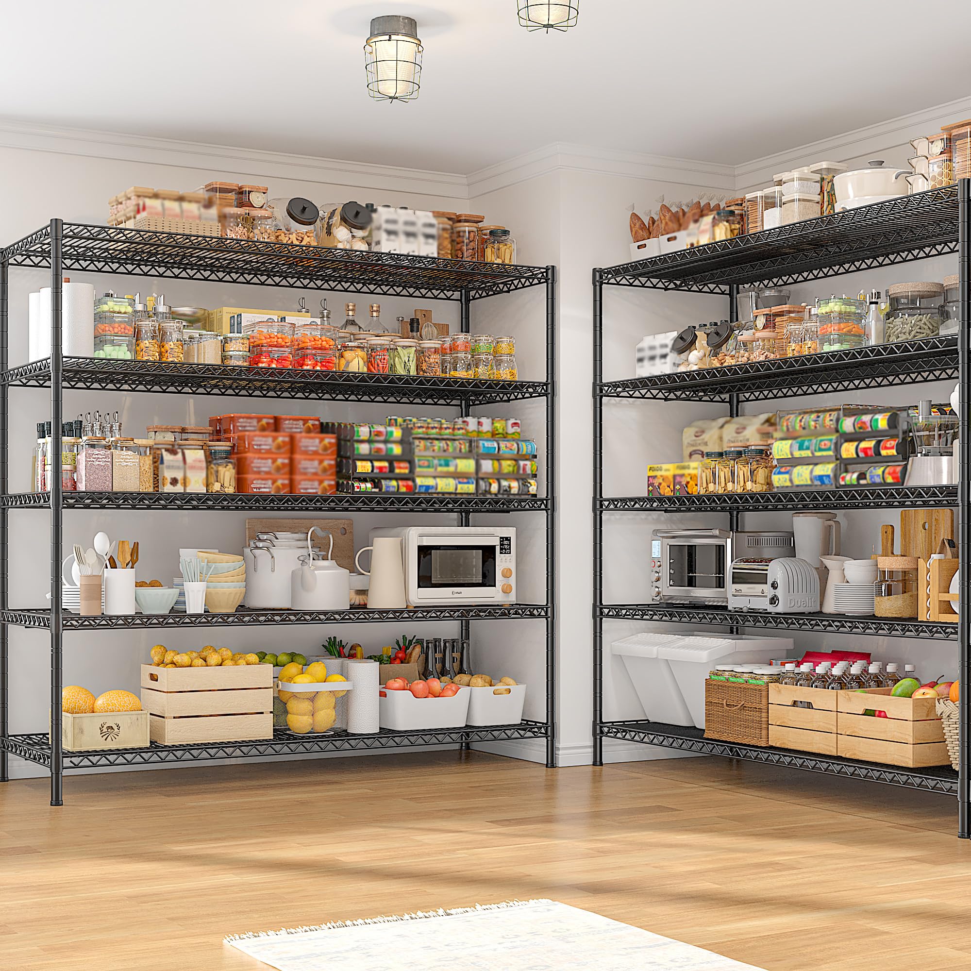 55.5" W Storage Shelves 3200LBS Metal Shelving 5 Tier Wire