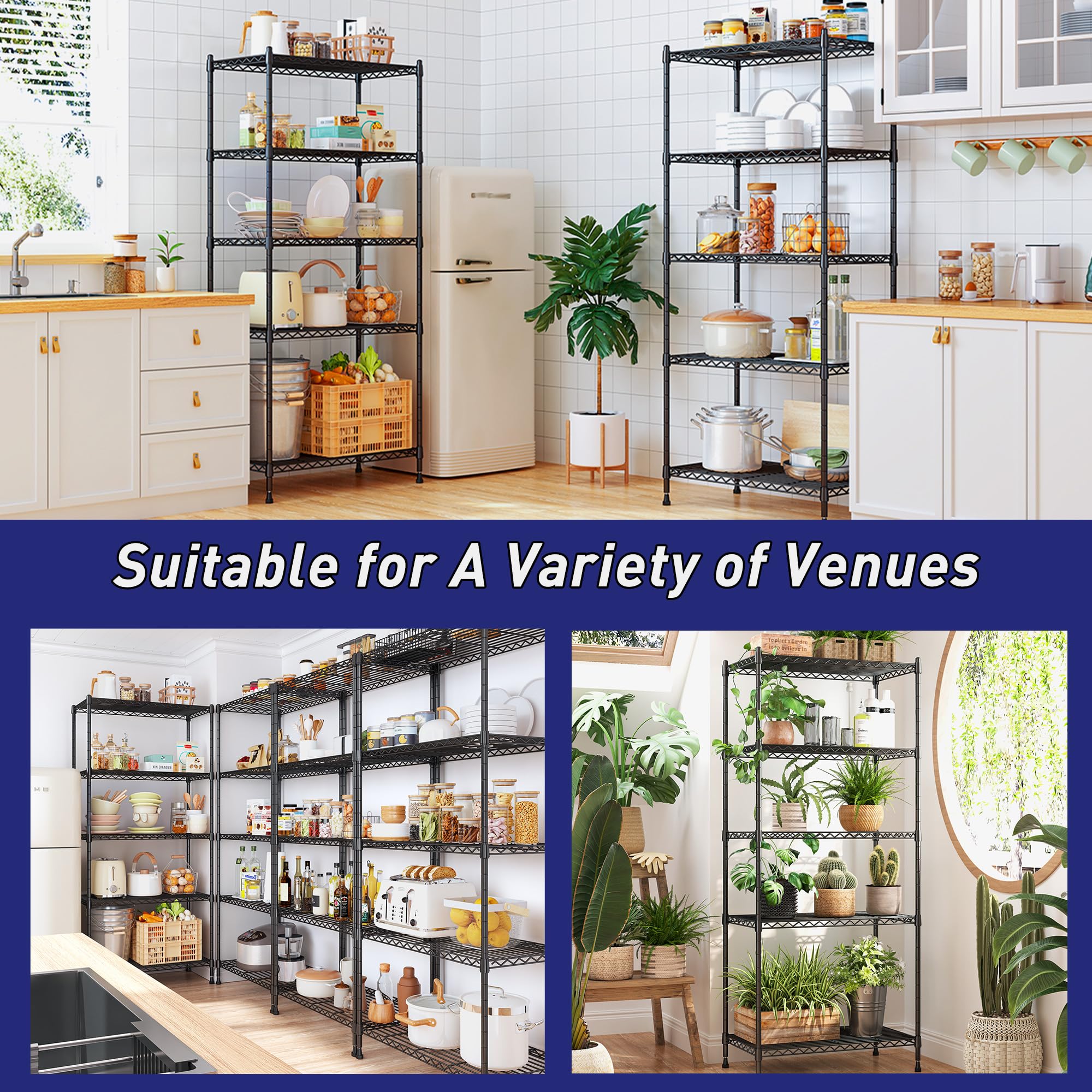5-Tier Wire Storage Shelving Unit Heavy Duty Metal Rack