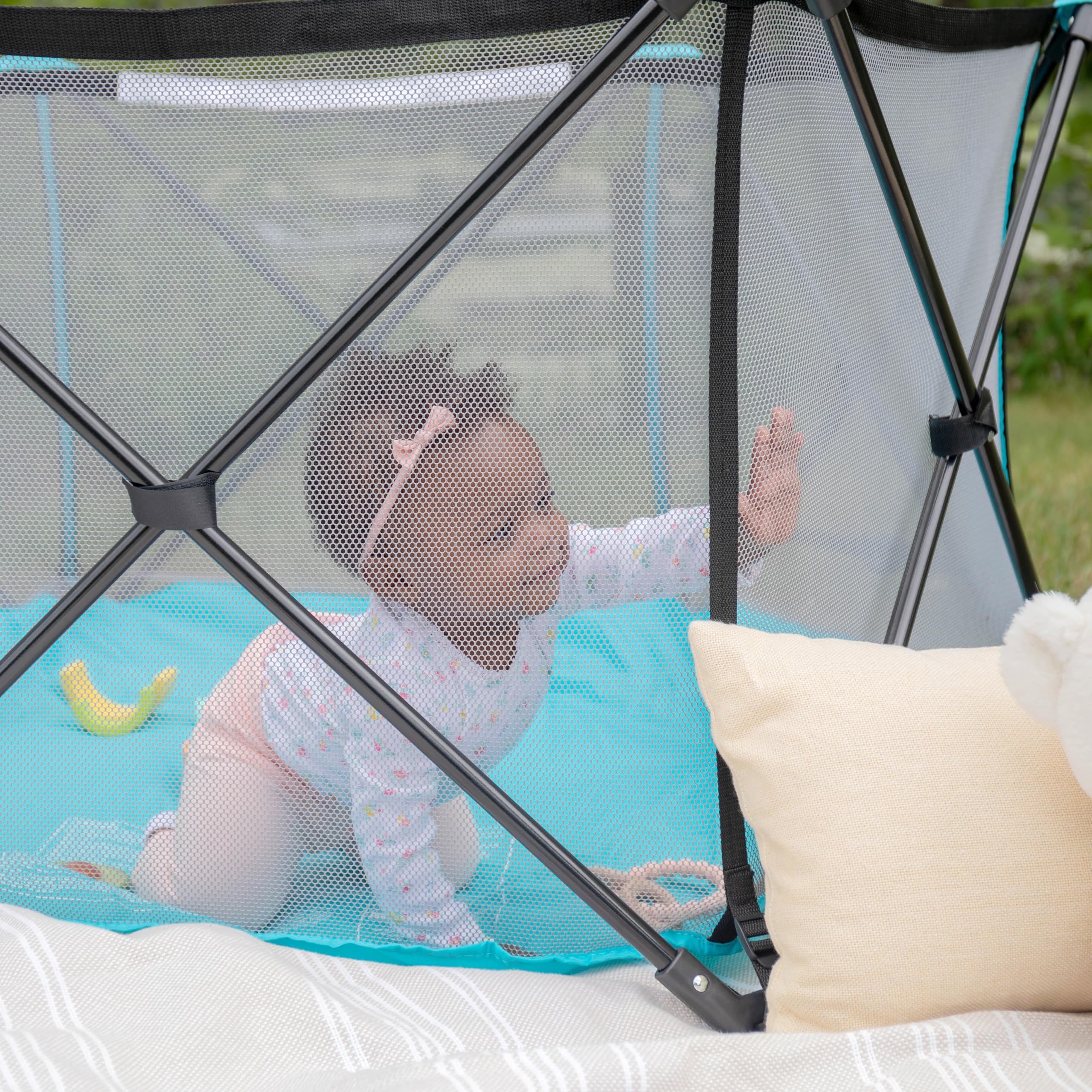 Portable Baby Play Yard 6-Panel Indoor Outdoor Playpen with Mesh Sides