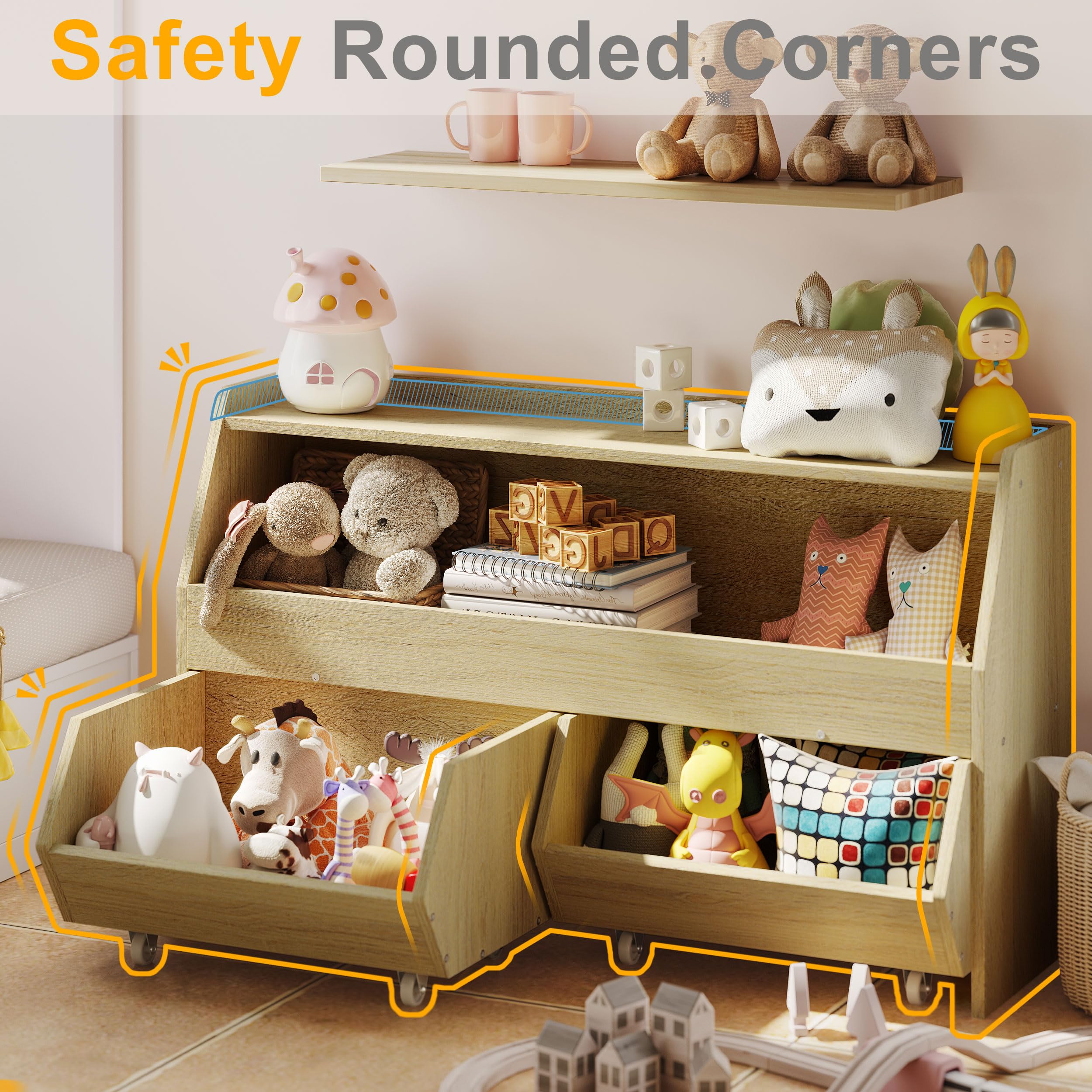 Kids Toy Storage Organizer with Drawers and Wheels