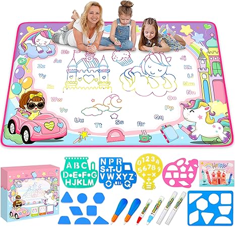 Water Doodle Mat - Kids Painting Writing Color Doodle Drawing Mat Toy Bring Magic