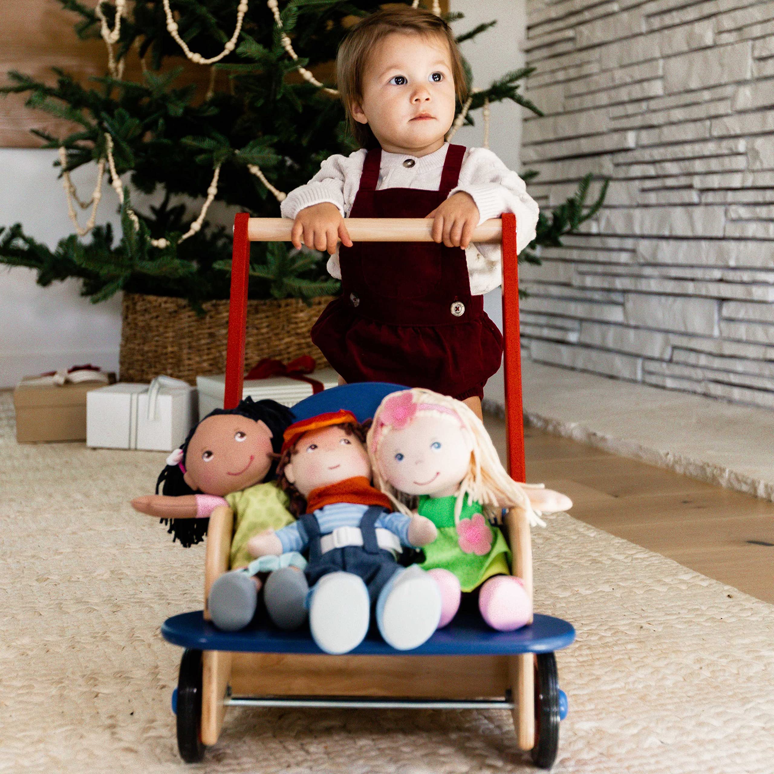 Walker Wagon - Wooden Baby Push Walker, Sit to Stand Walker for Baby Learning to Walk
