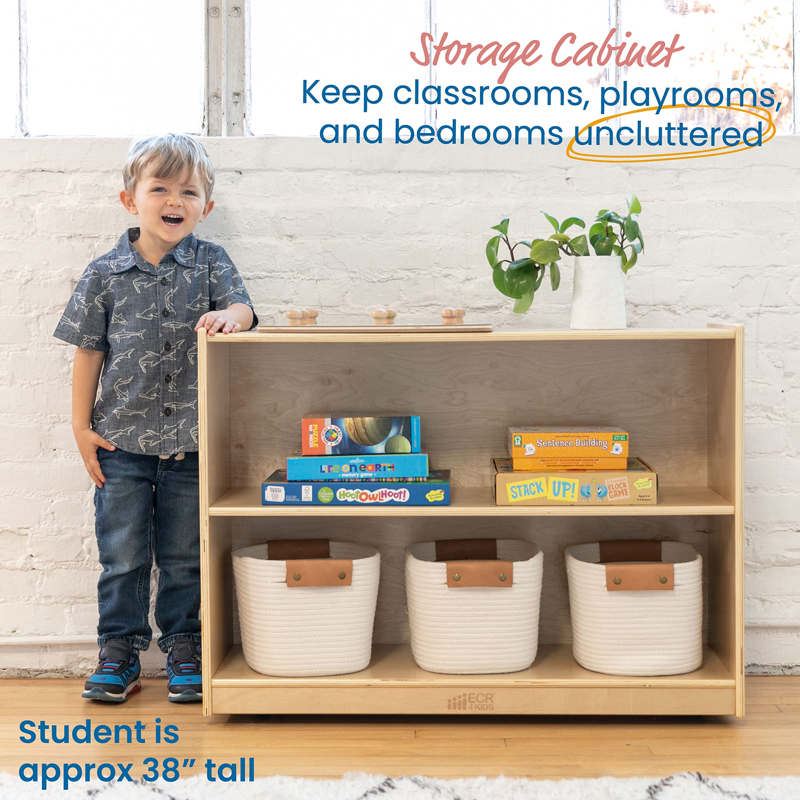 2-Shelf Mobile Storage Cabinet for Classroom