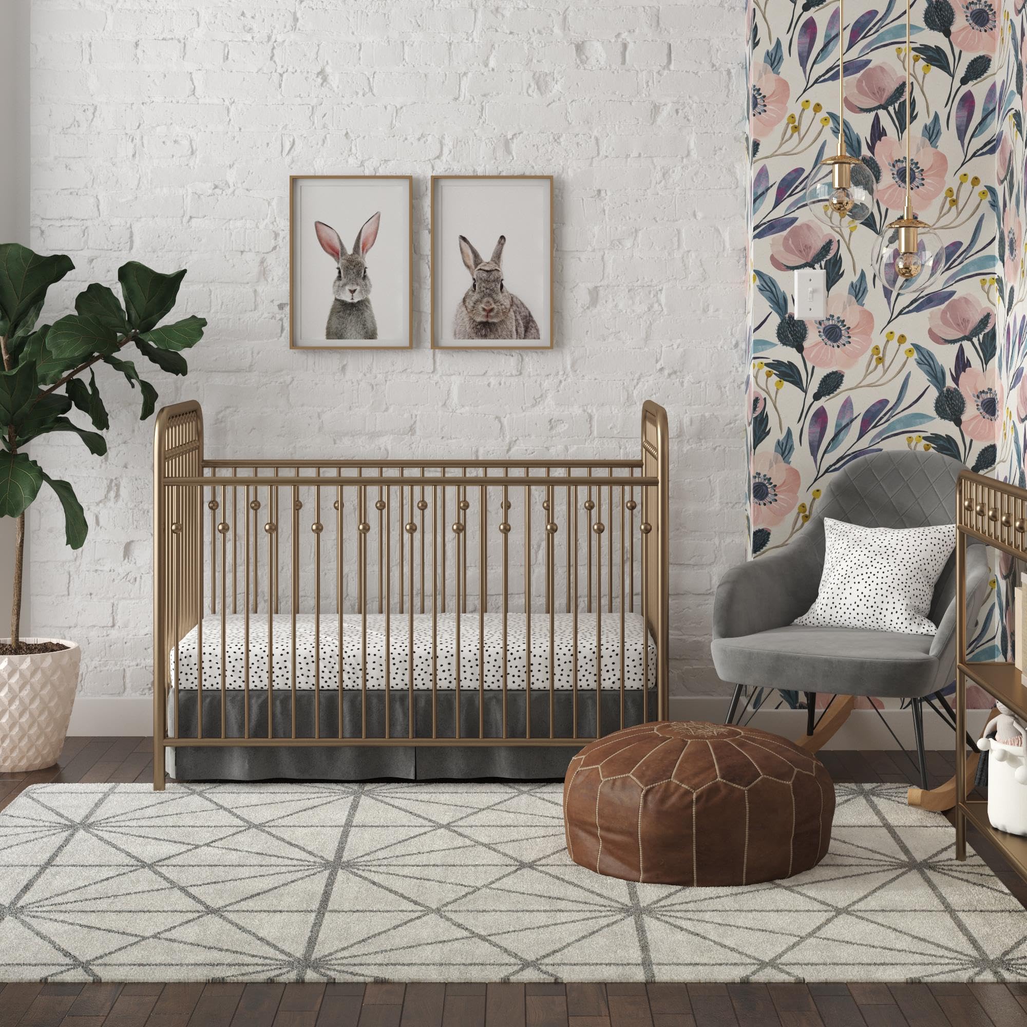 Gold Metal Baby Changing Table with Shelves