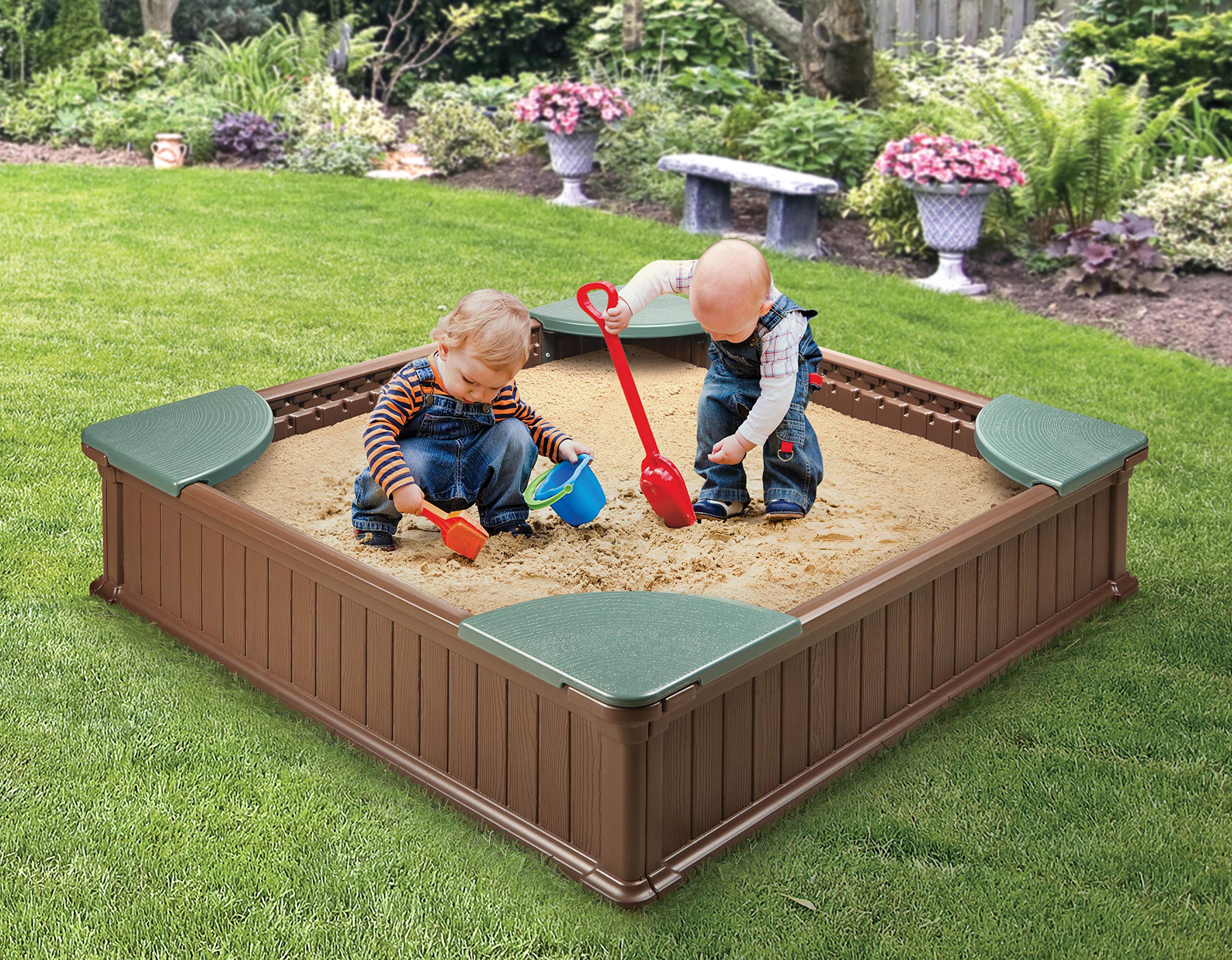 2 in 1 Sandbox & Garden Planter - Easy Assembly Outdoor Sensory Play and Planting Box