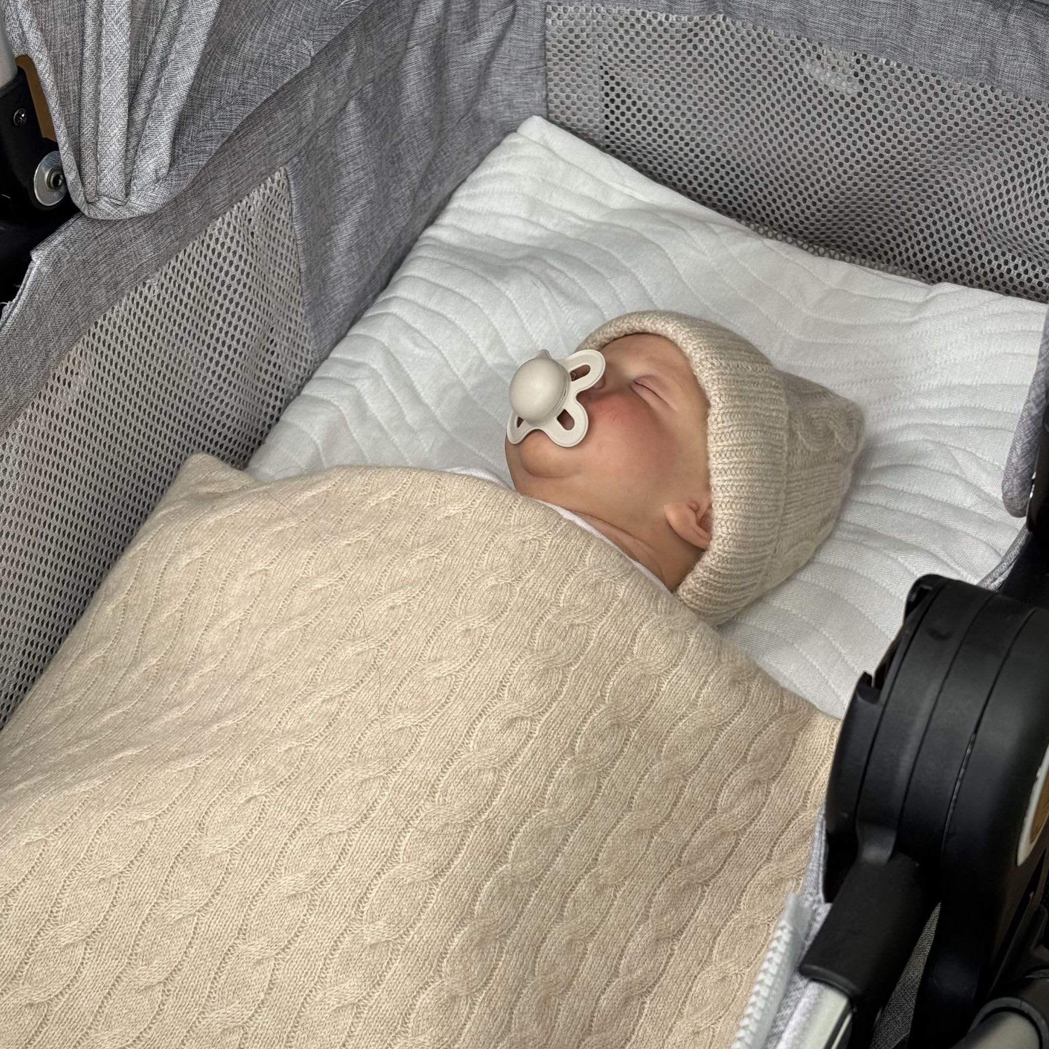 100% Cashmere Baby Blanket, Beanie and Booties Gift Set Cable Knit