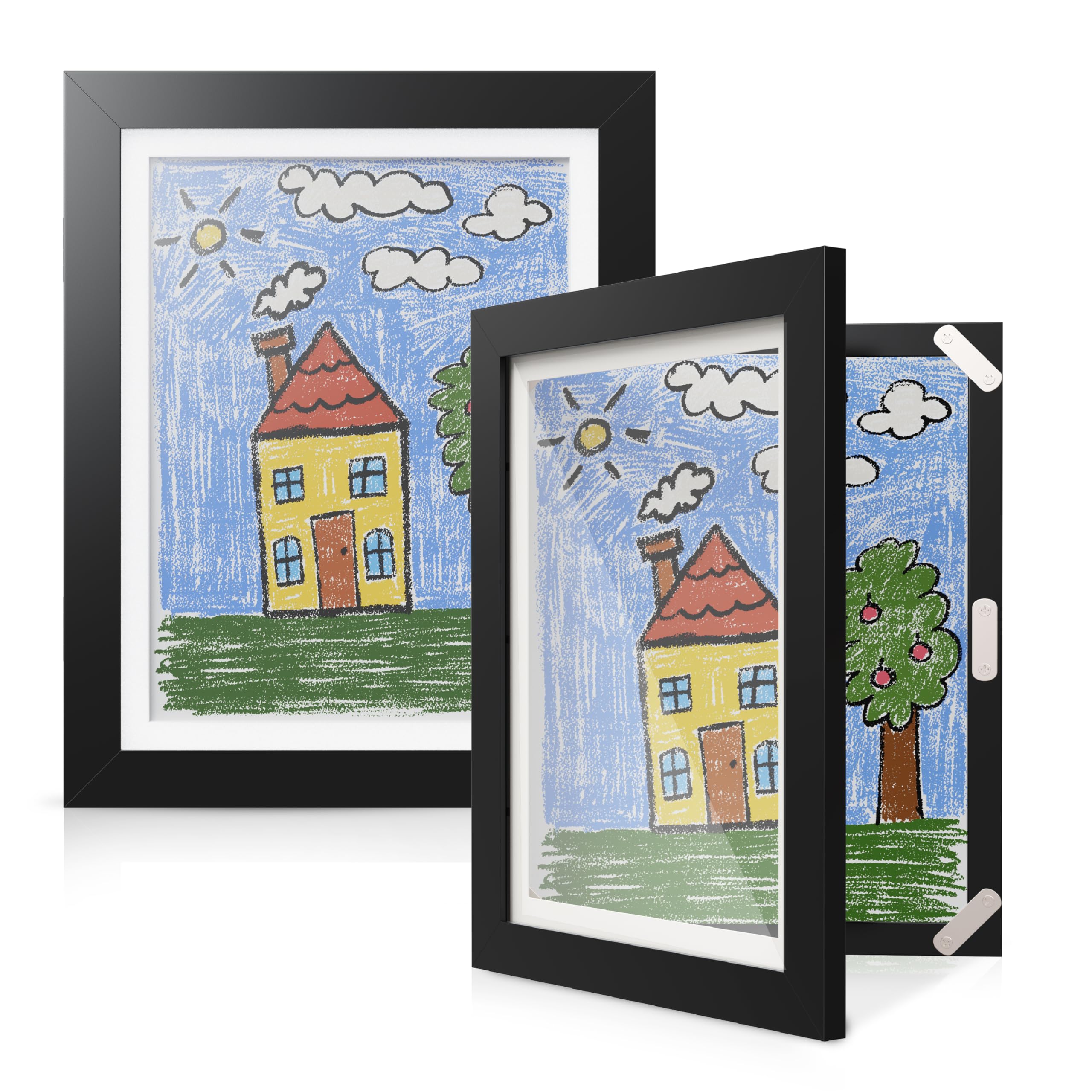 Kids Art Frame Storage Display 8.5x11 Front Opening Wall Mount 2-Pack