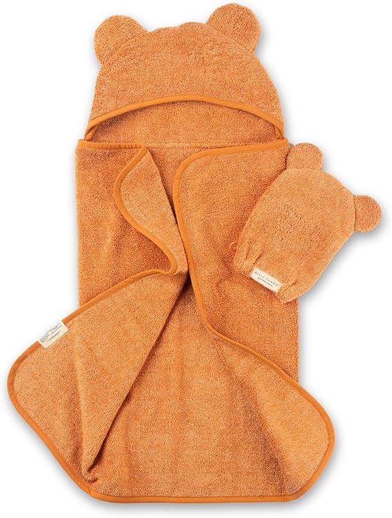 Baby Bath Towel and Wash Mitt Set – Soft Absorbent Hooded