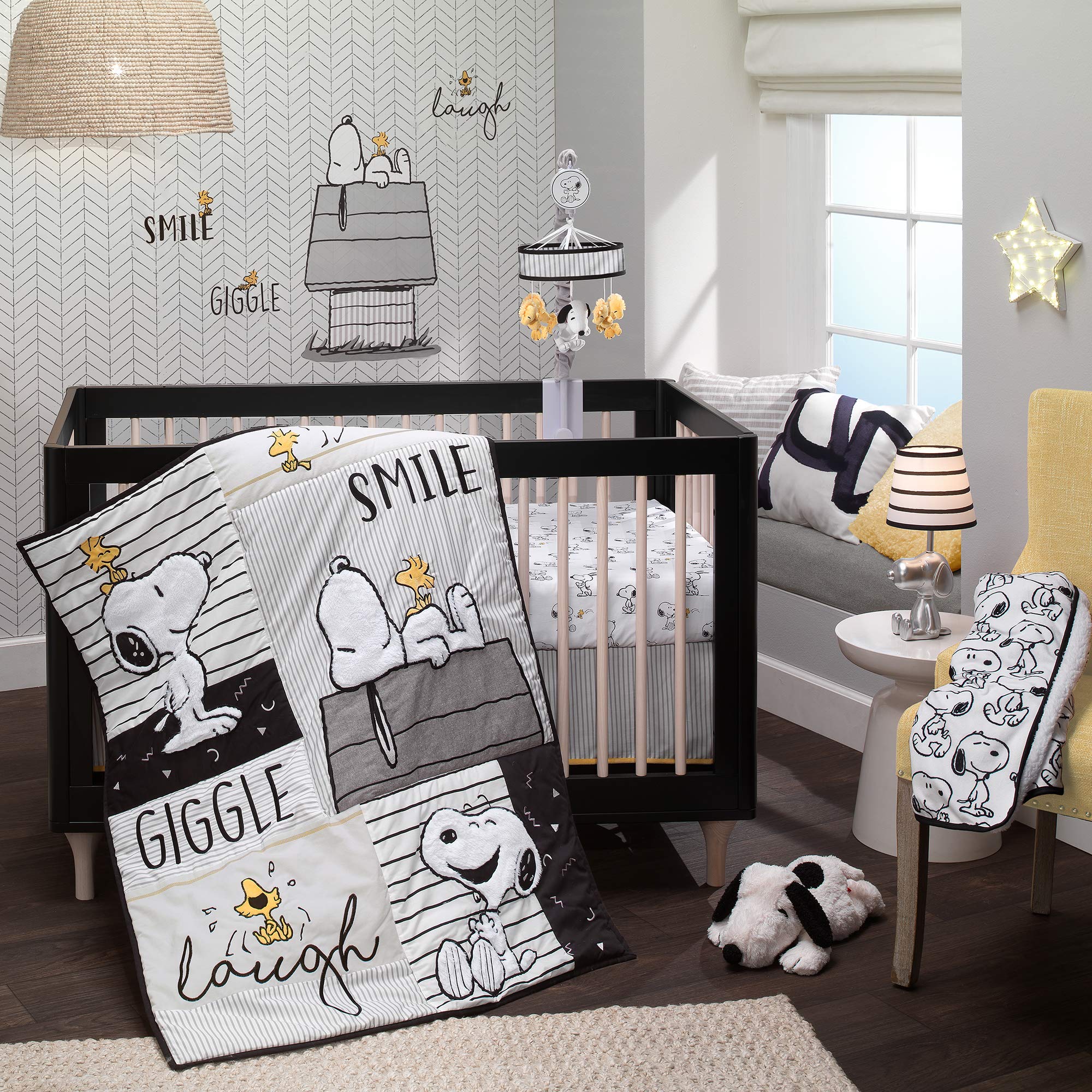Snoopy White/Black Furry Decorative Nursery Throw Pillow