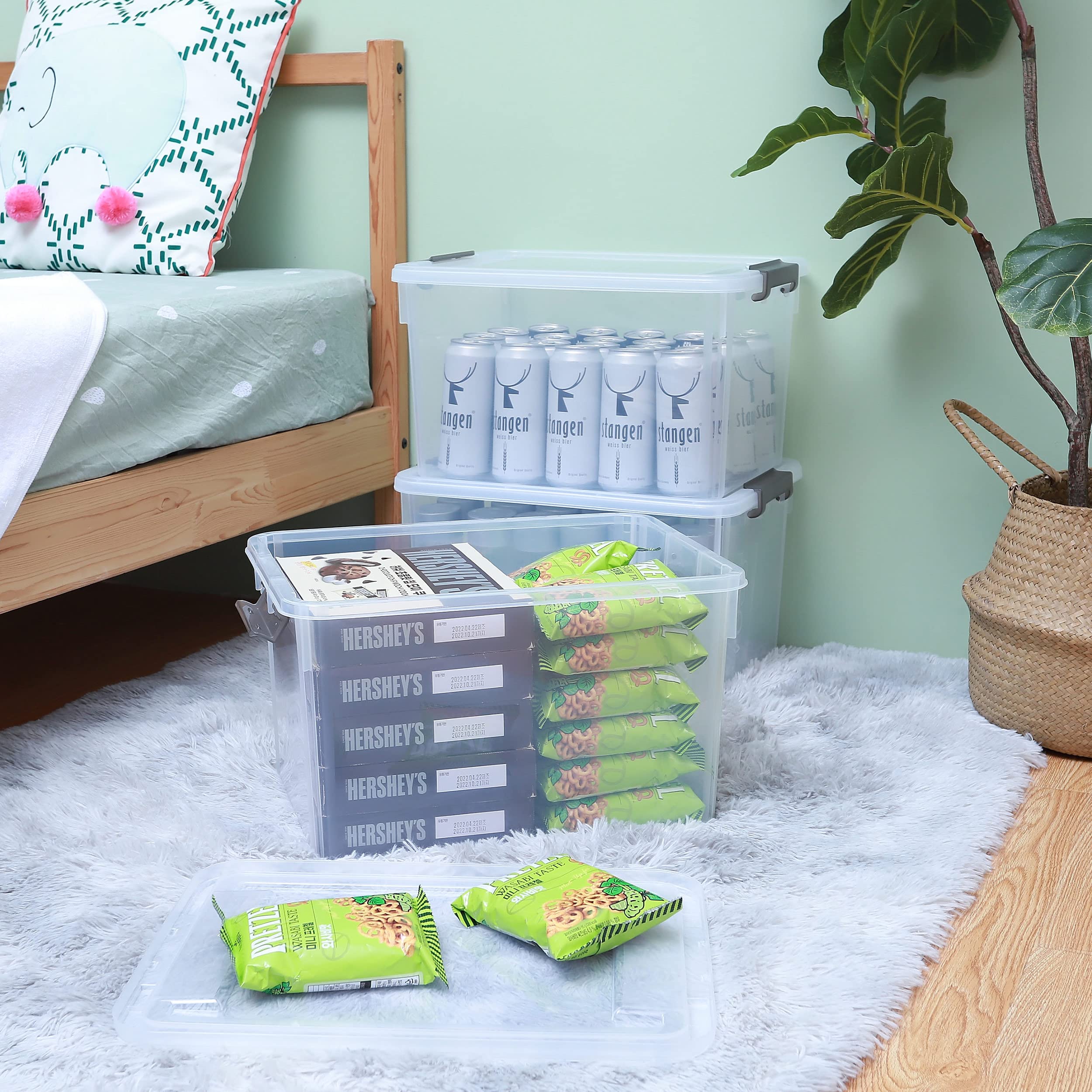 12 Qt Clear Plastic Storage Bins with Lids, 4-Pack