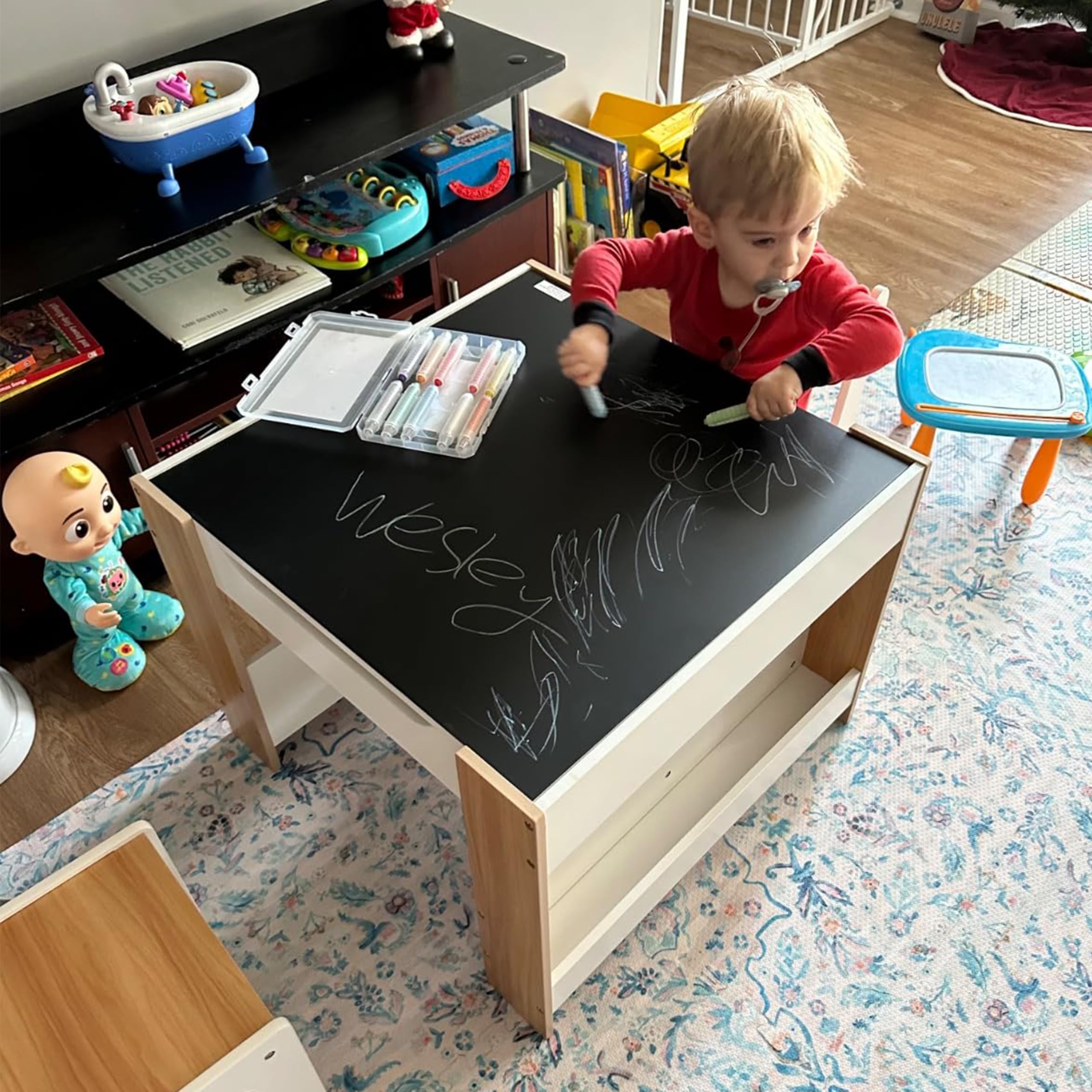 4-in-1 Kids Table and Chair Set with Storage
