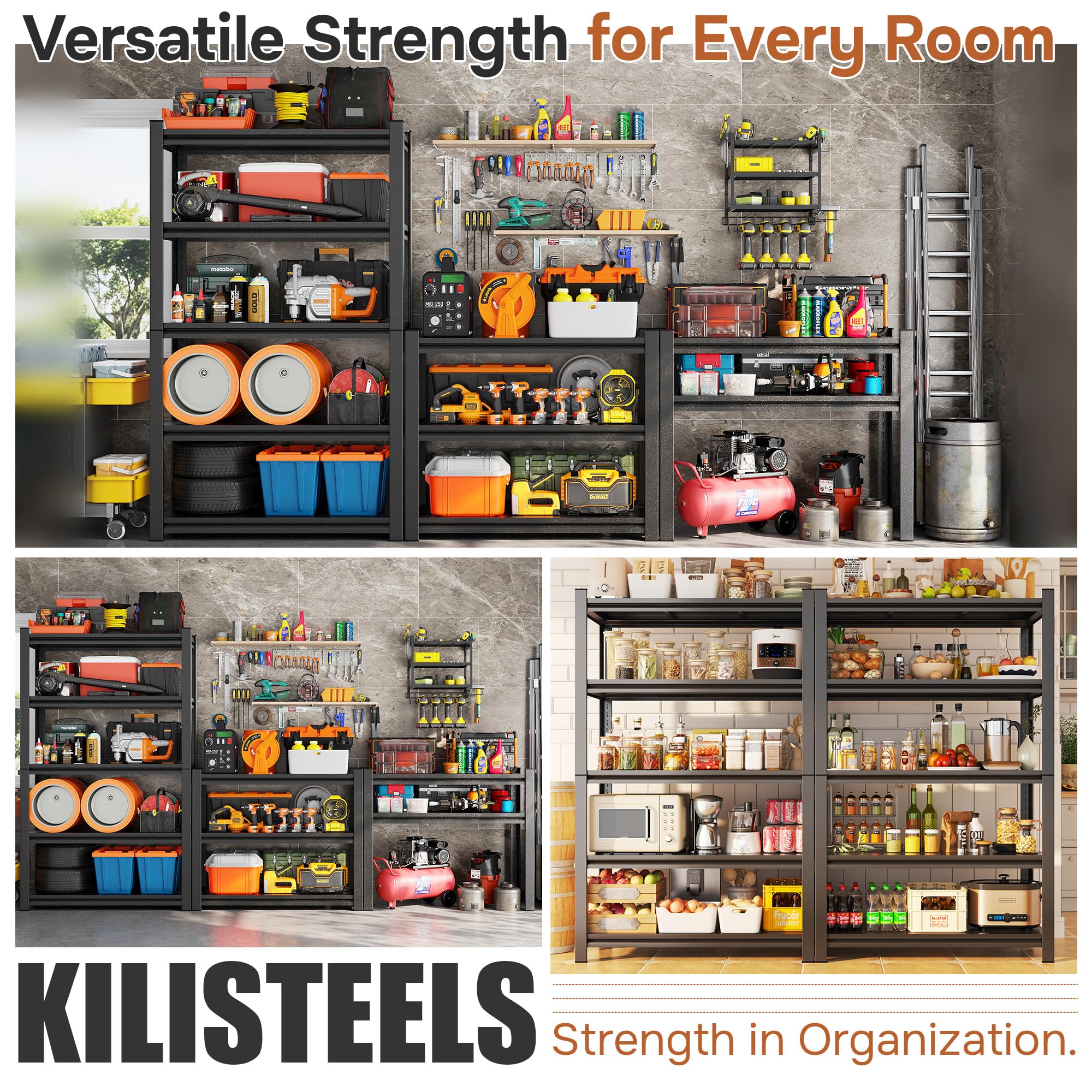 Heavy Duty Garage Shelving Unit 5 Tier Adjustable Metal Storage Rack