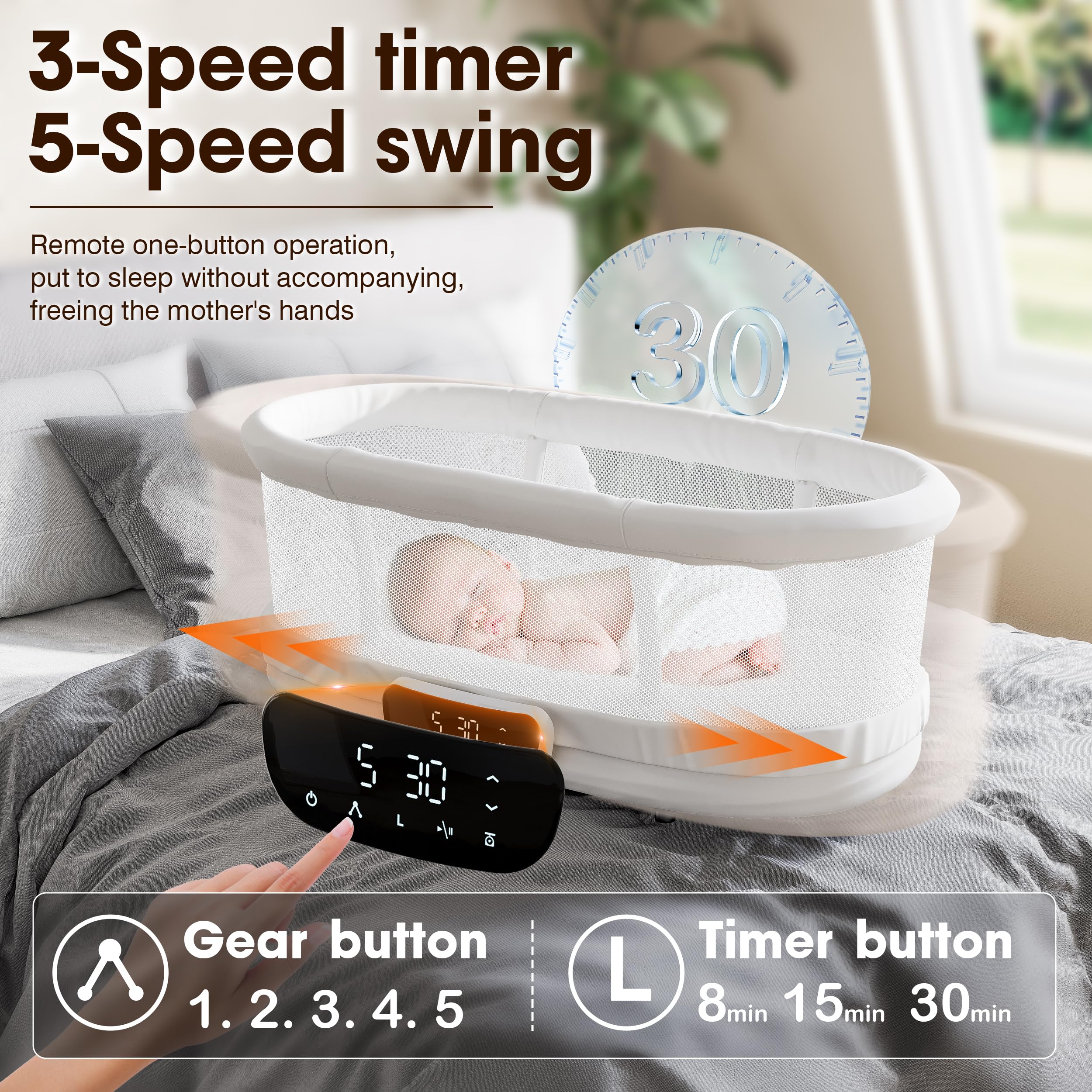 4-in-1 Electric Baby Bassinet with Rocking Motion