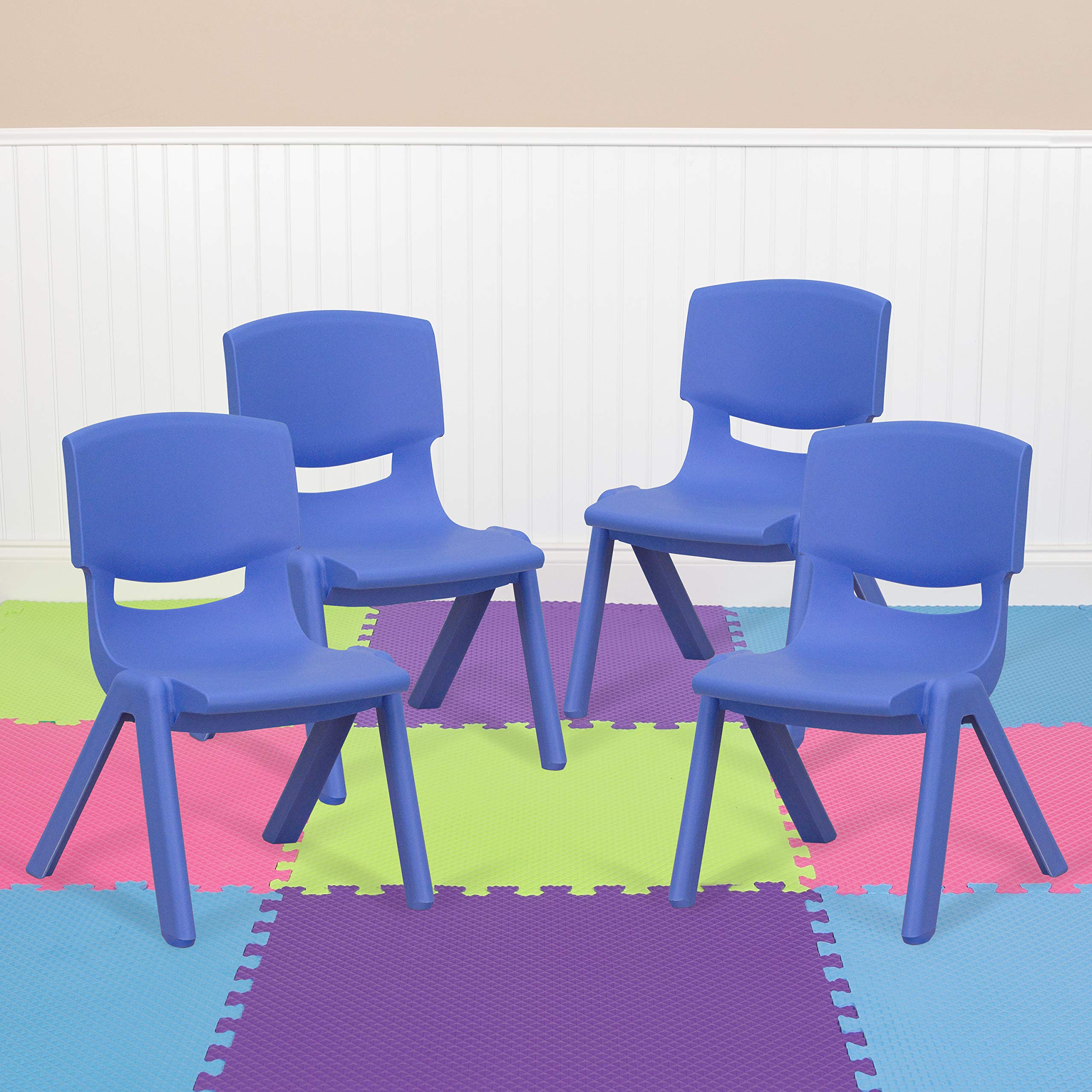 Blue Plastic Stackable School Chair 10.5" Seat Height