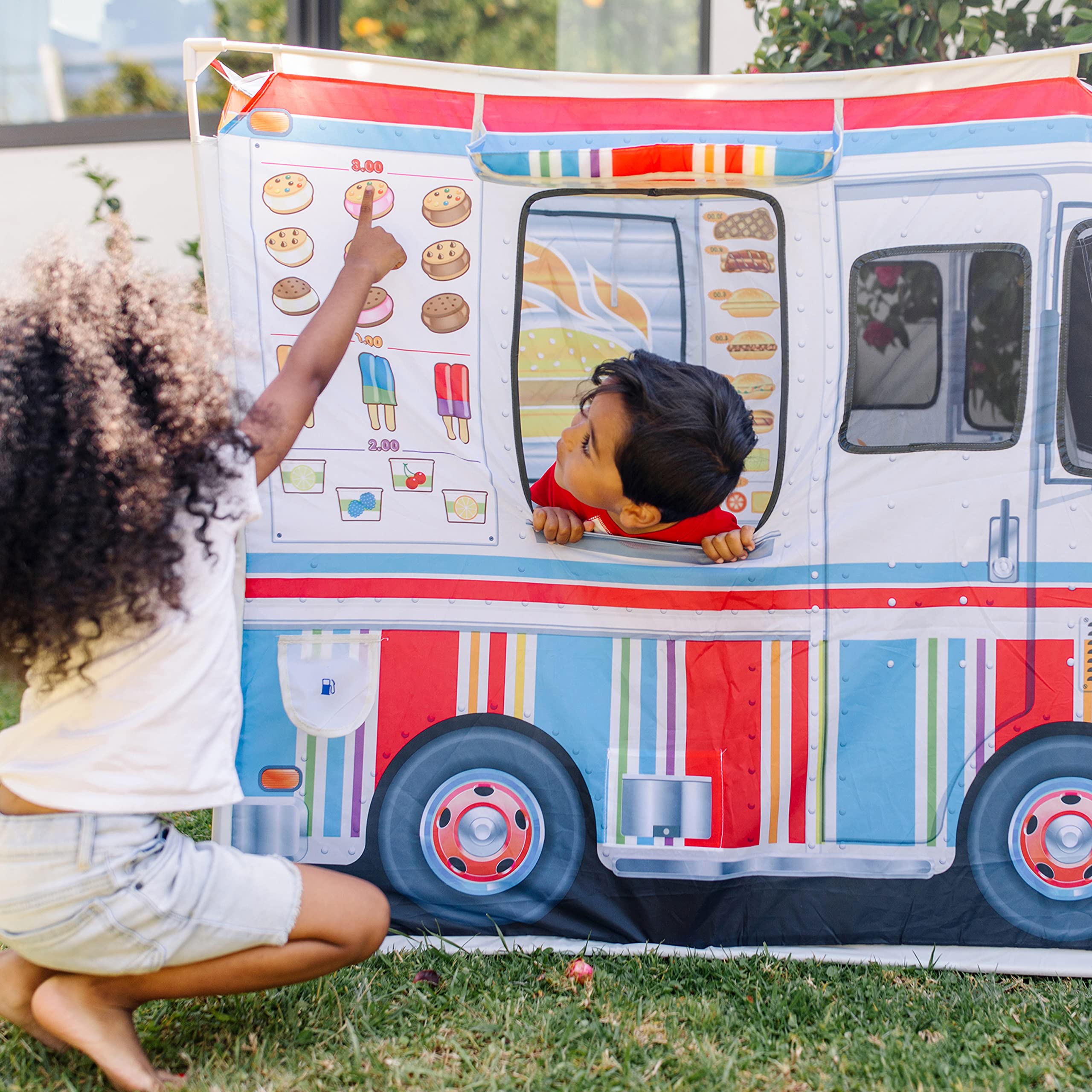 Double-Sided Food Truck Play Tent - Ice Cream and BBQ Role Play Toy