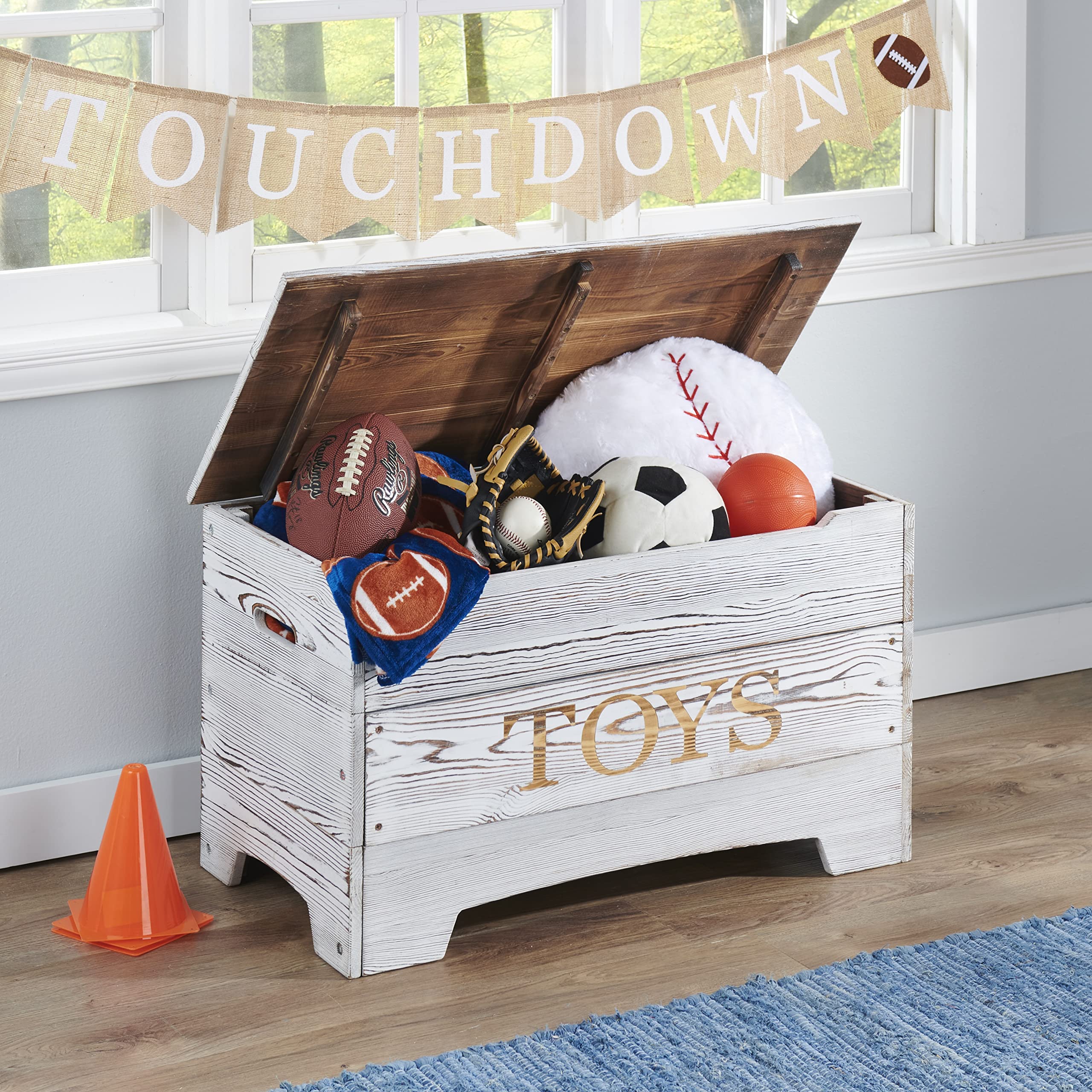 Farmhouse Solid Wood Toy Box - Rustic Storage Chest with Reversible