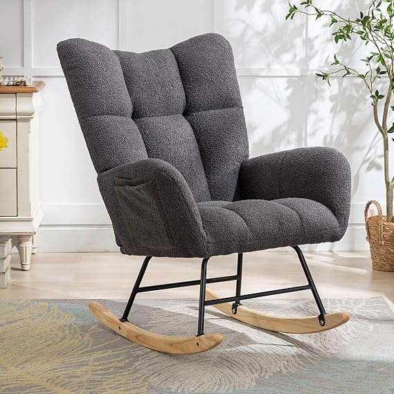 Rocking Chair Nursery, Teddy Upholstered Glider Rocker Rocking Accent