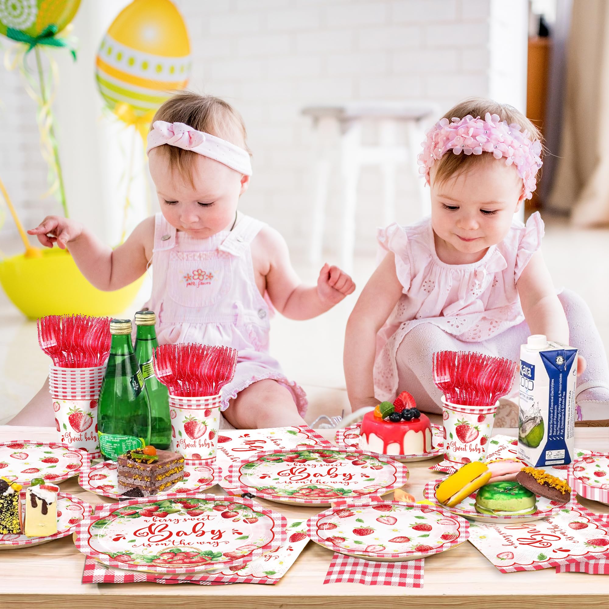 150pcs Strawberry Baby Shower Plates Napkins Party Supplis Disposable Paper