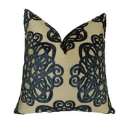 Luxury Designer Decortative Throw Pillow - Navy Beige Graphic